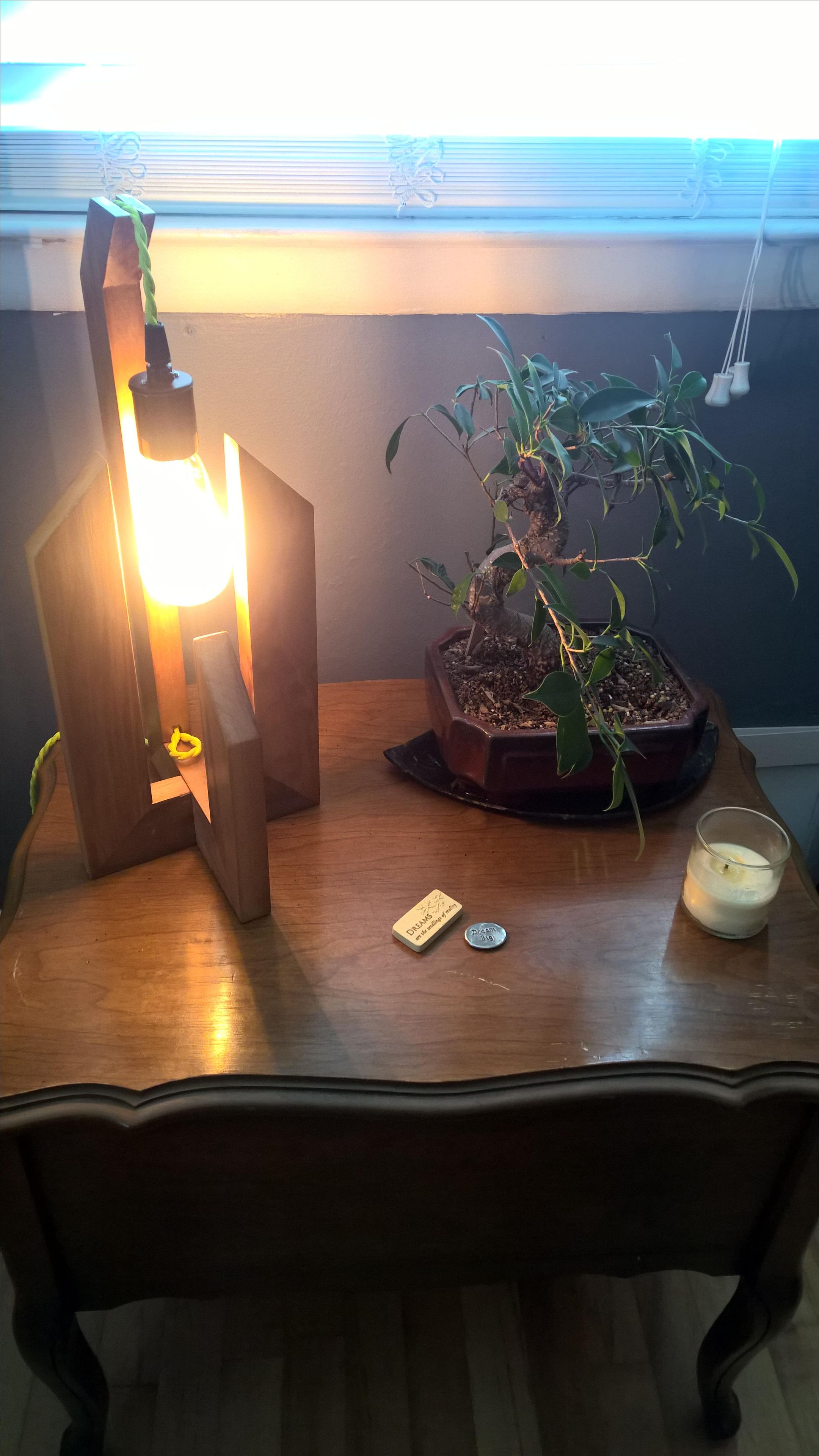 Wood Table Lamp With Edison Bulb