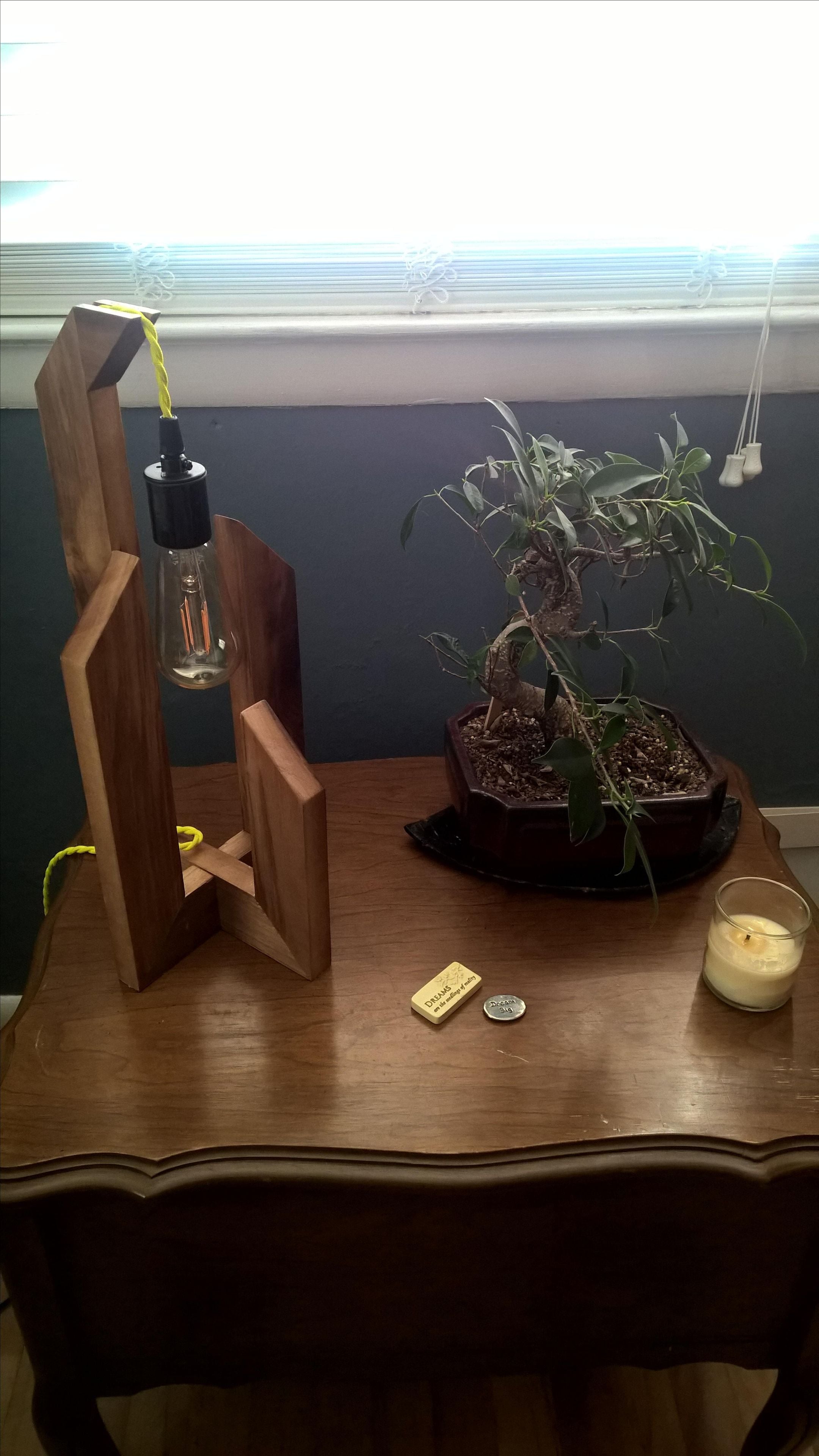 Wood Table Lamp With Edison Bulb 2 
