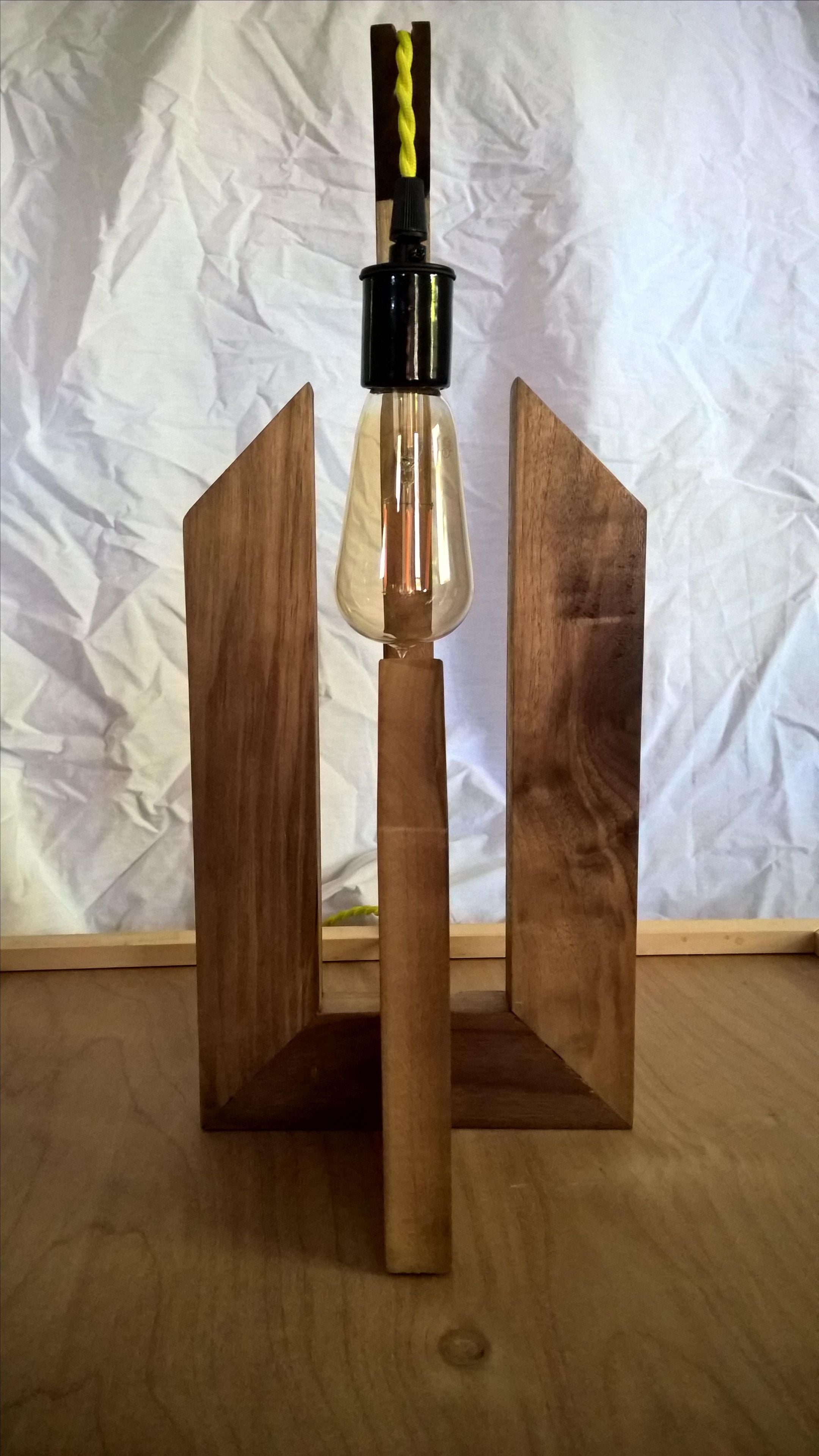 Wood Table Lamp With Edison Bulb 3 