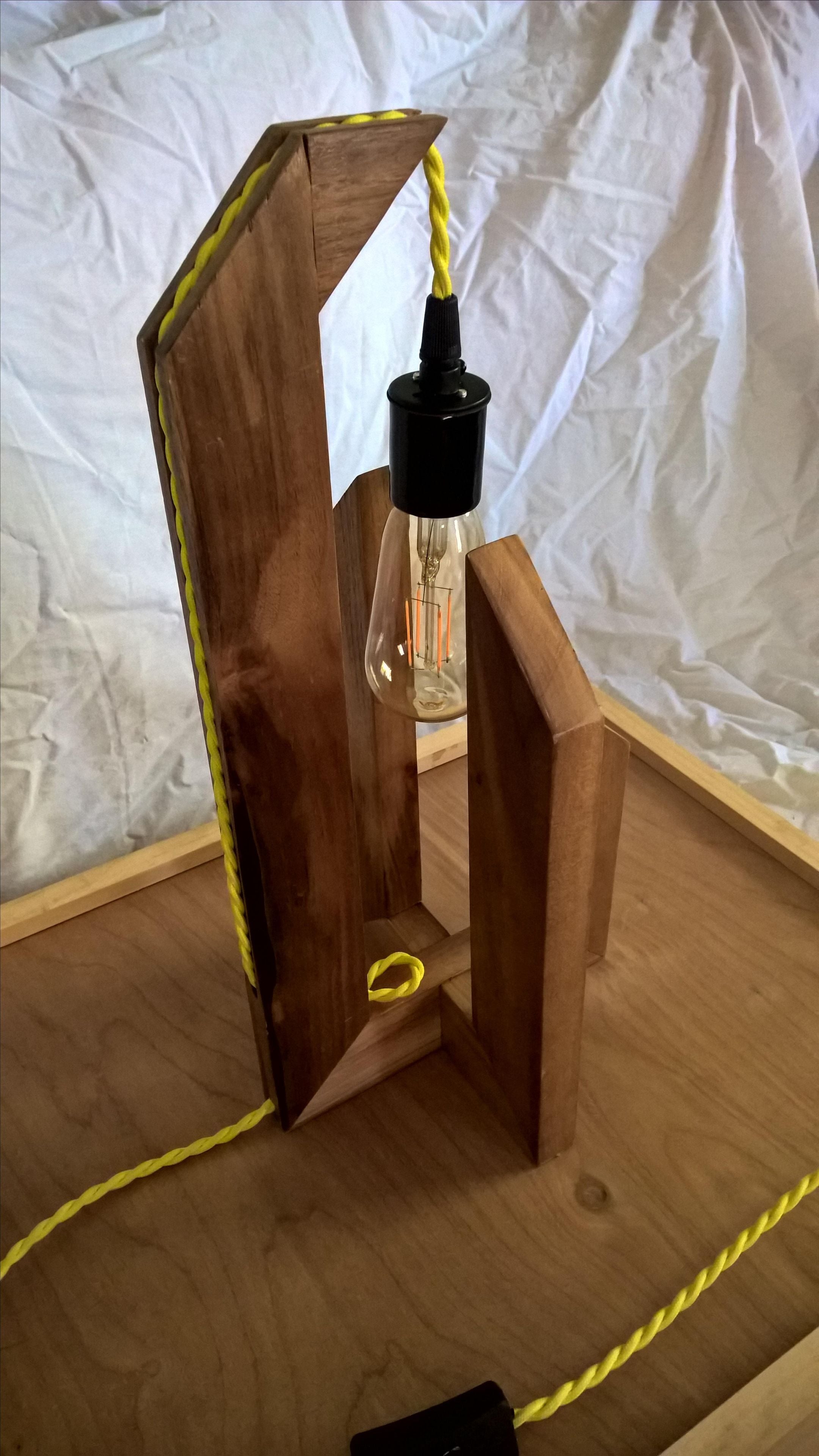 Wood Table Lamp With Edison Bulb 4 
