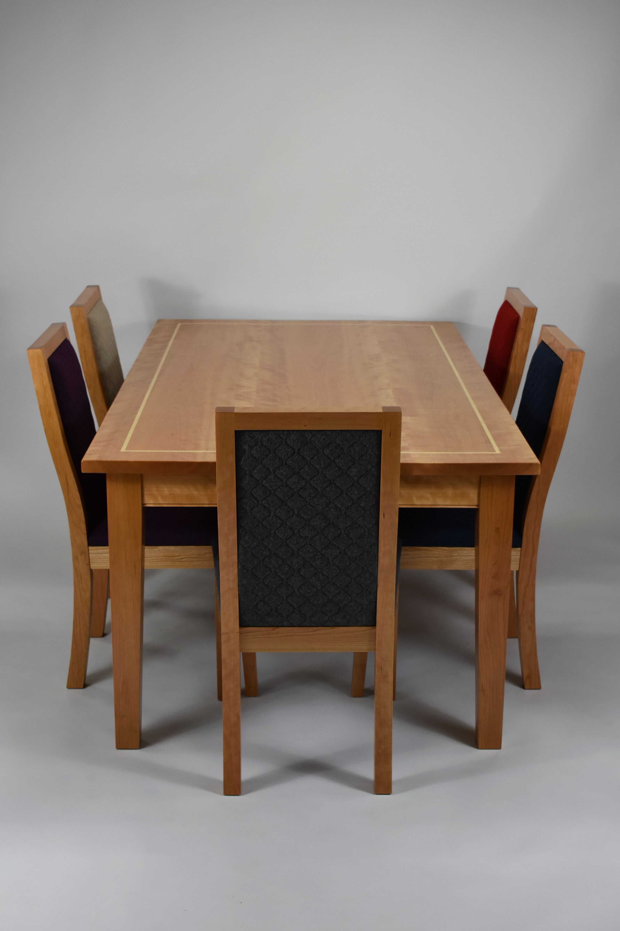 Figured Cherry Upholstered Dining Set 2 