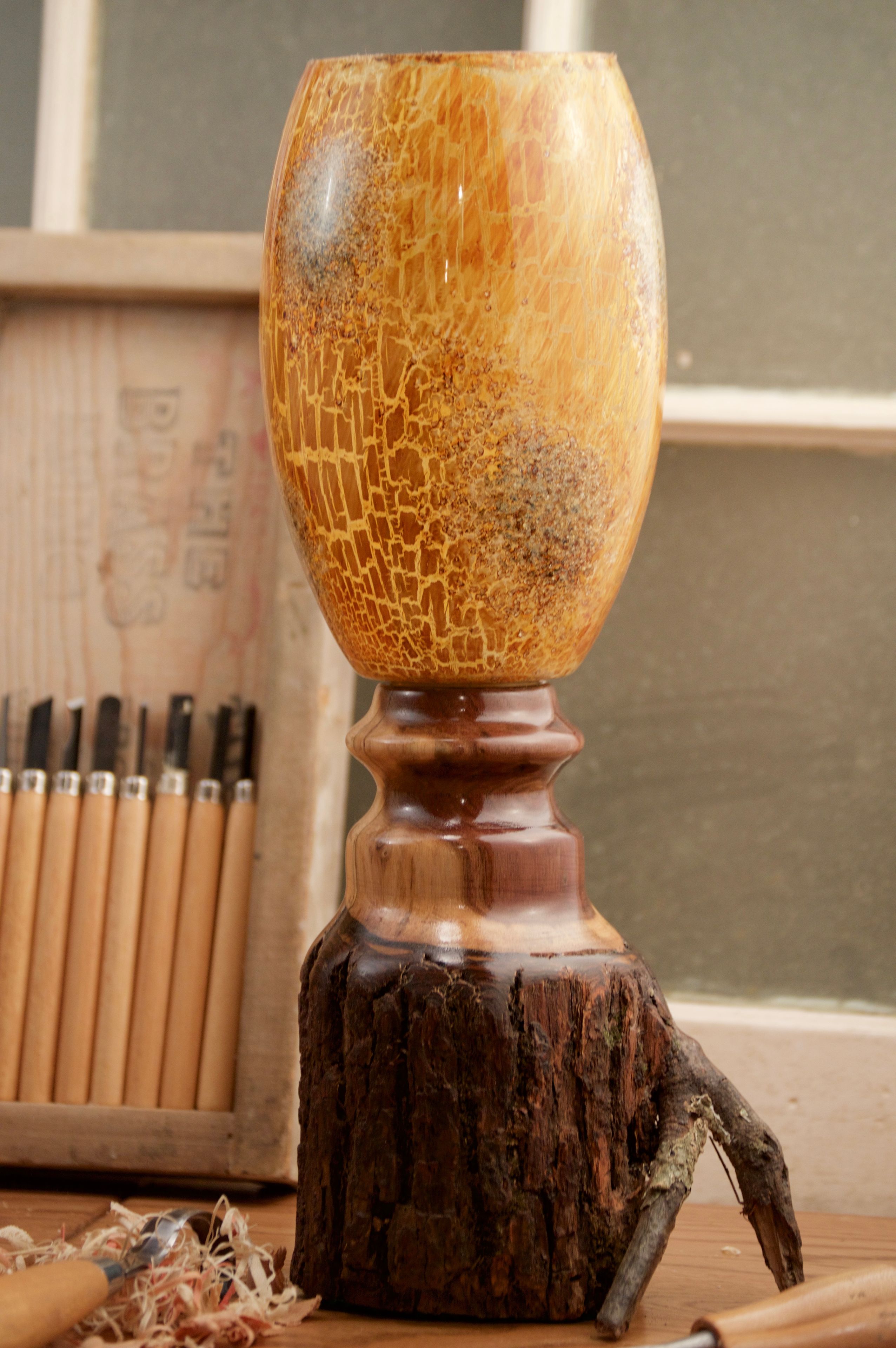 Natural Rustic Walnut Lamp