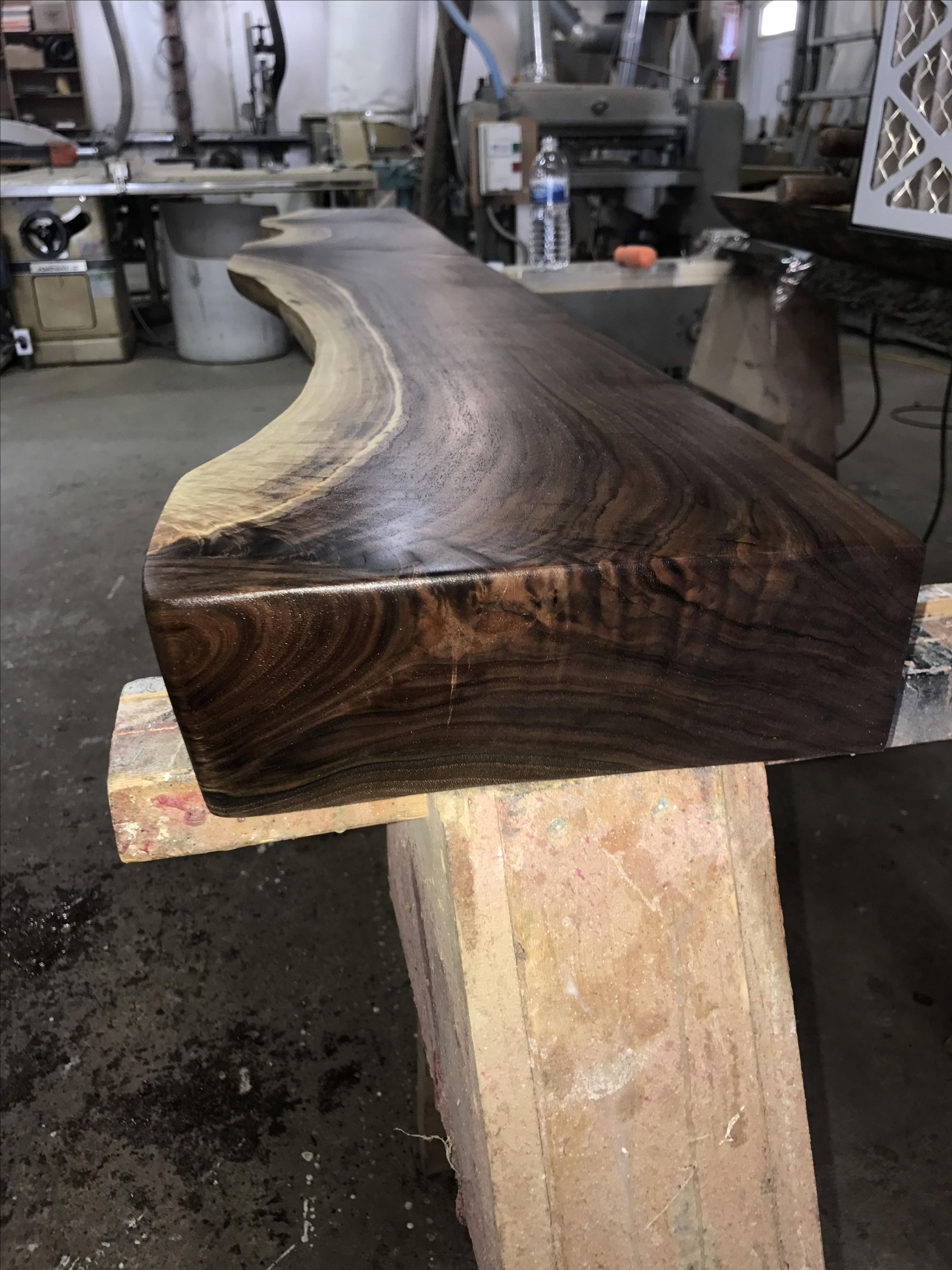 Hand Shaped Figured Black Walnut Mantel