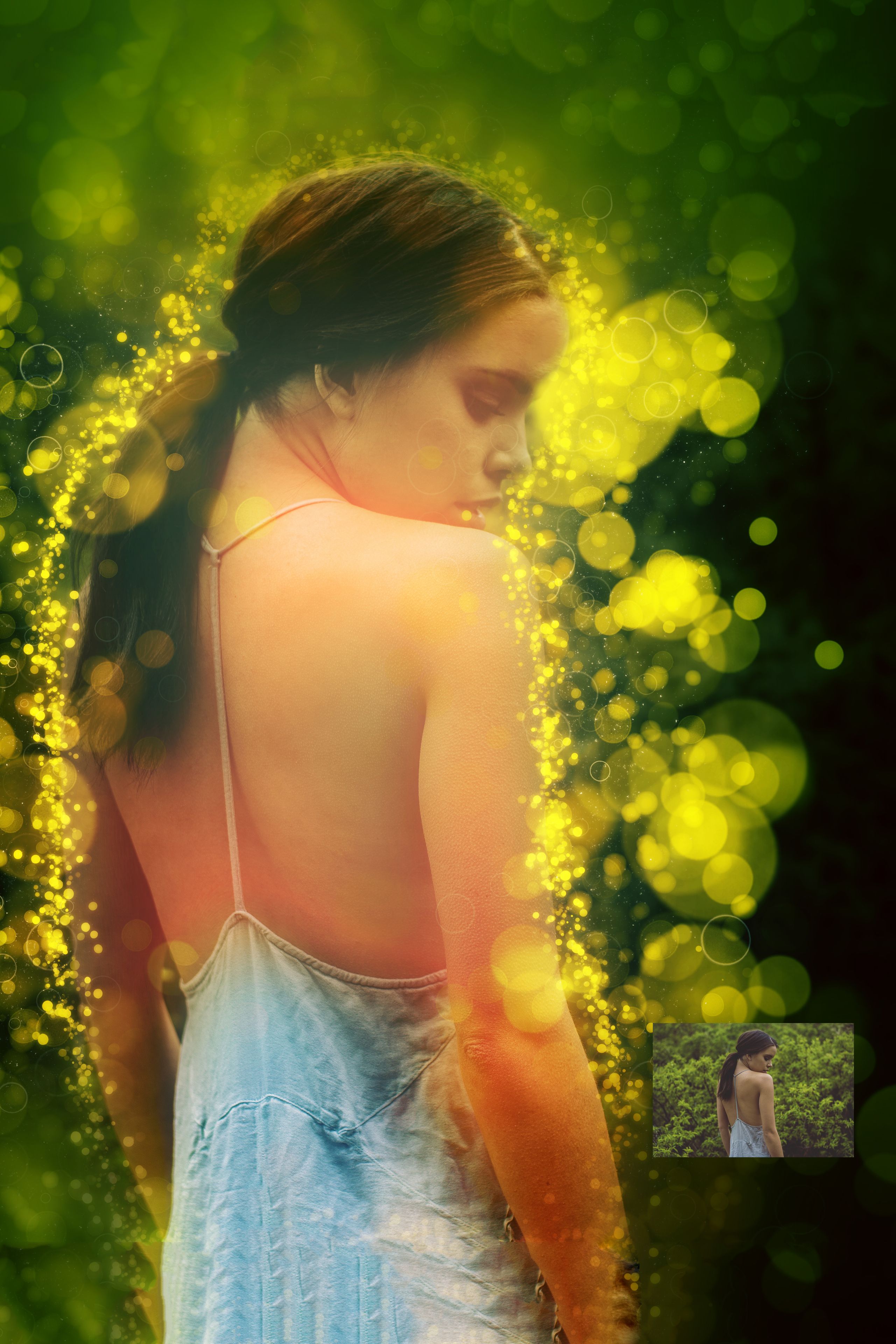 Bokeh Lighting Portrait Digital Painting From Photo 5