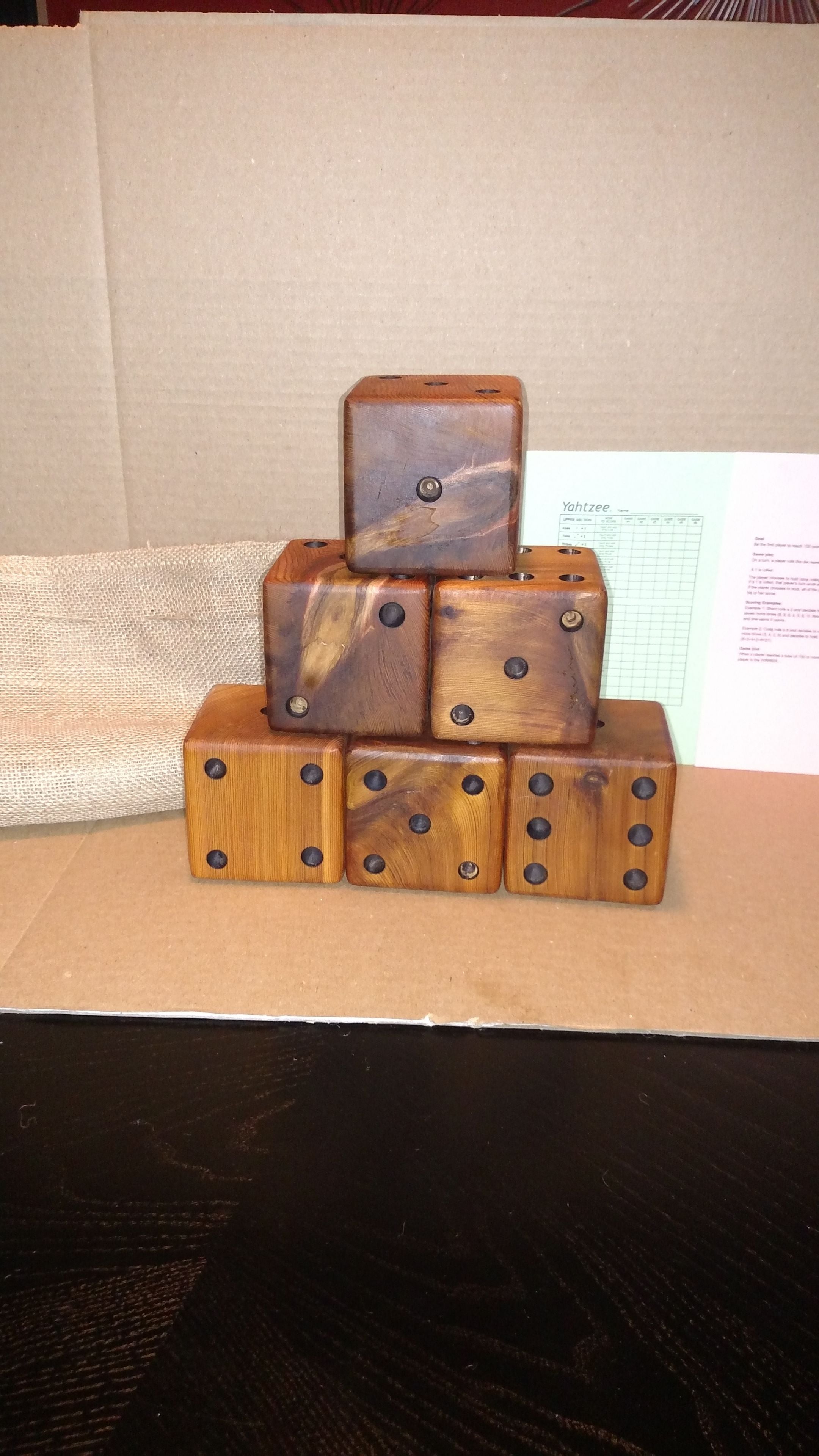 Giant Lawn Dice Solid Cedar (Set Of 6) Great Birthday Or Christmas Gift