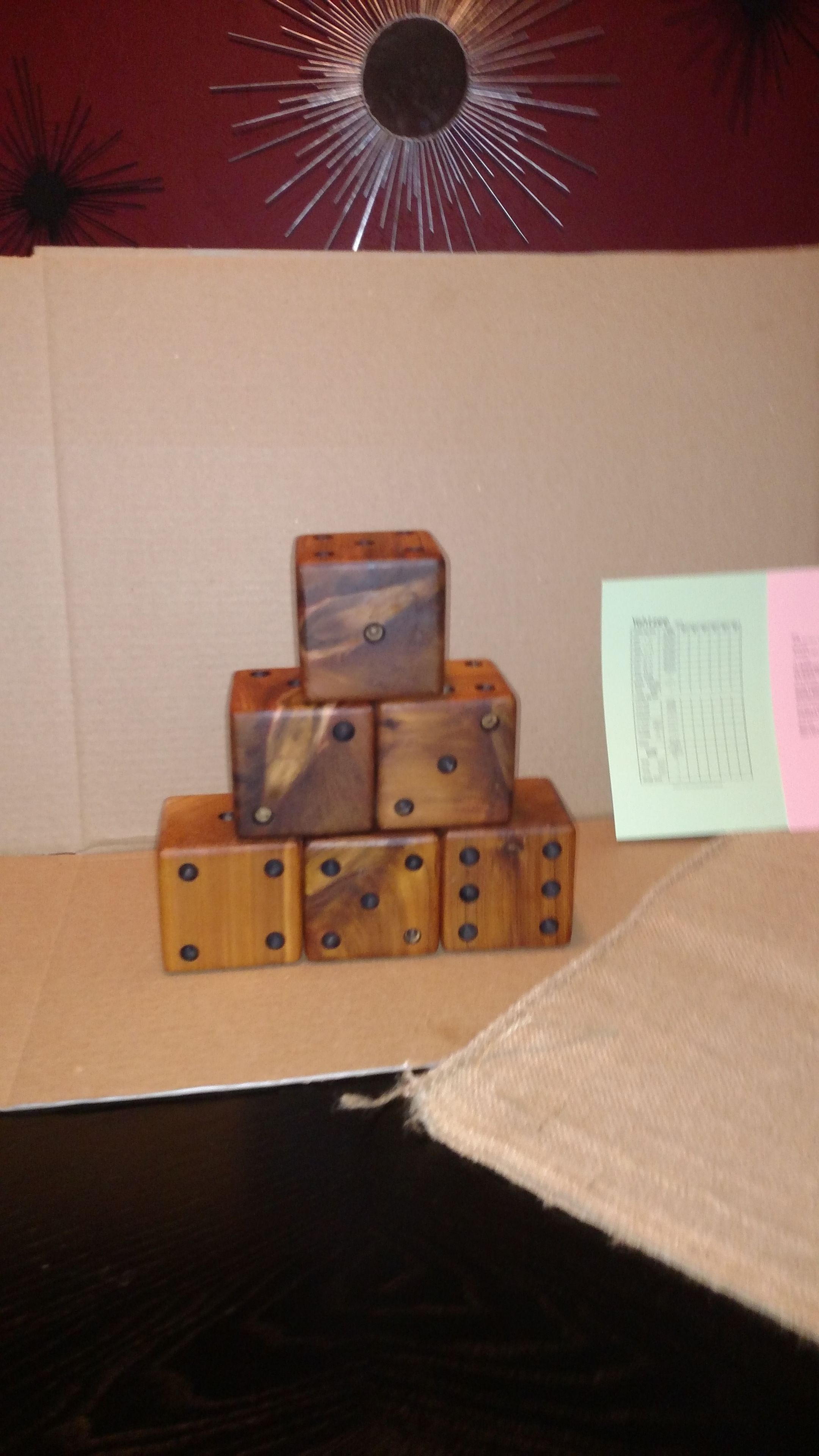 Giant Lawn Dice Solid Cedar (Set Of 6) Great Birthday Or Christmas Gift 2