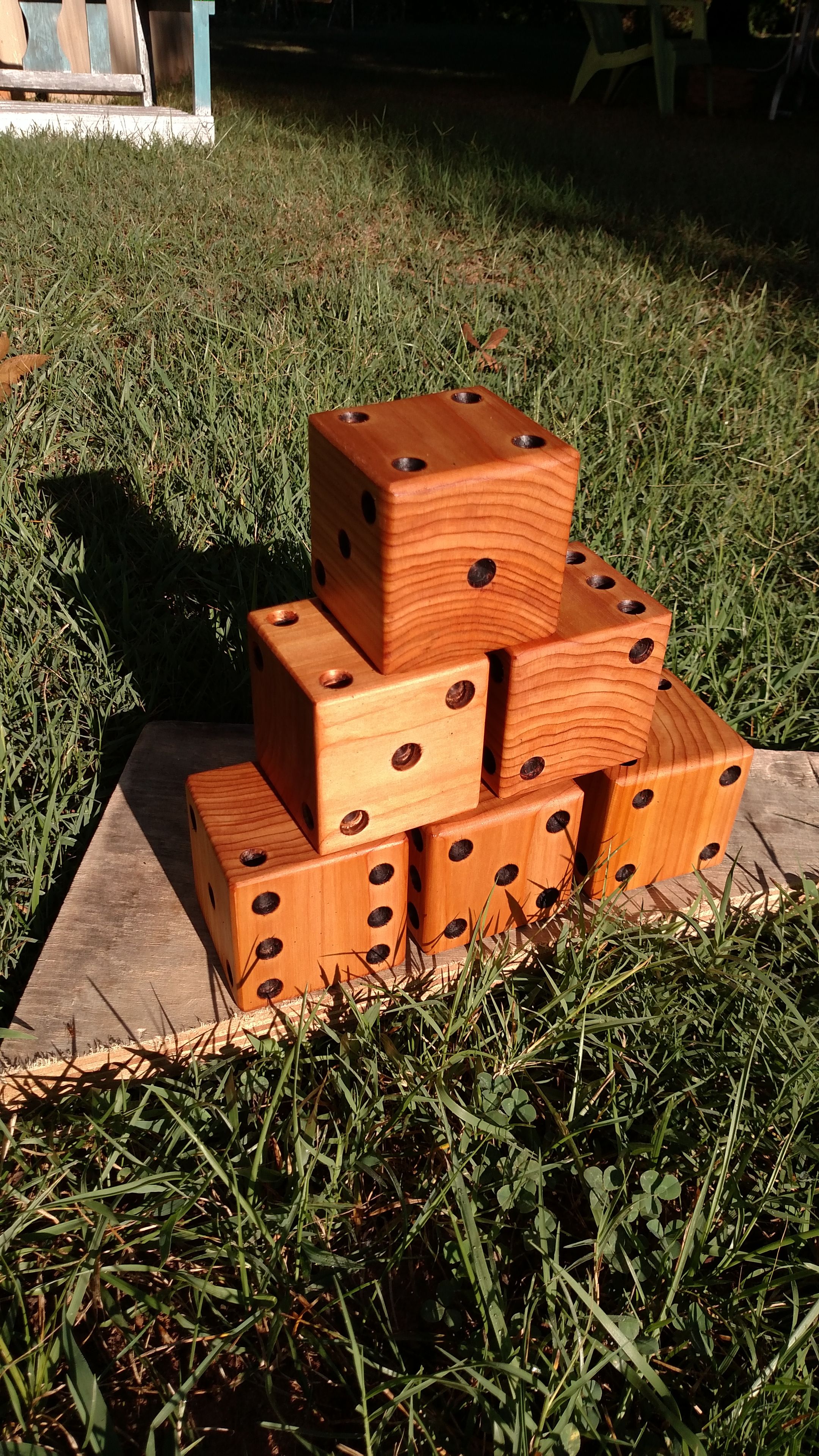 Giant Lawn Dice Solid Cedar (Set Of 6) Great Birthday Or Christmas Gift 3