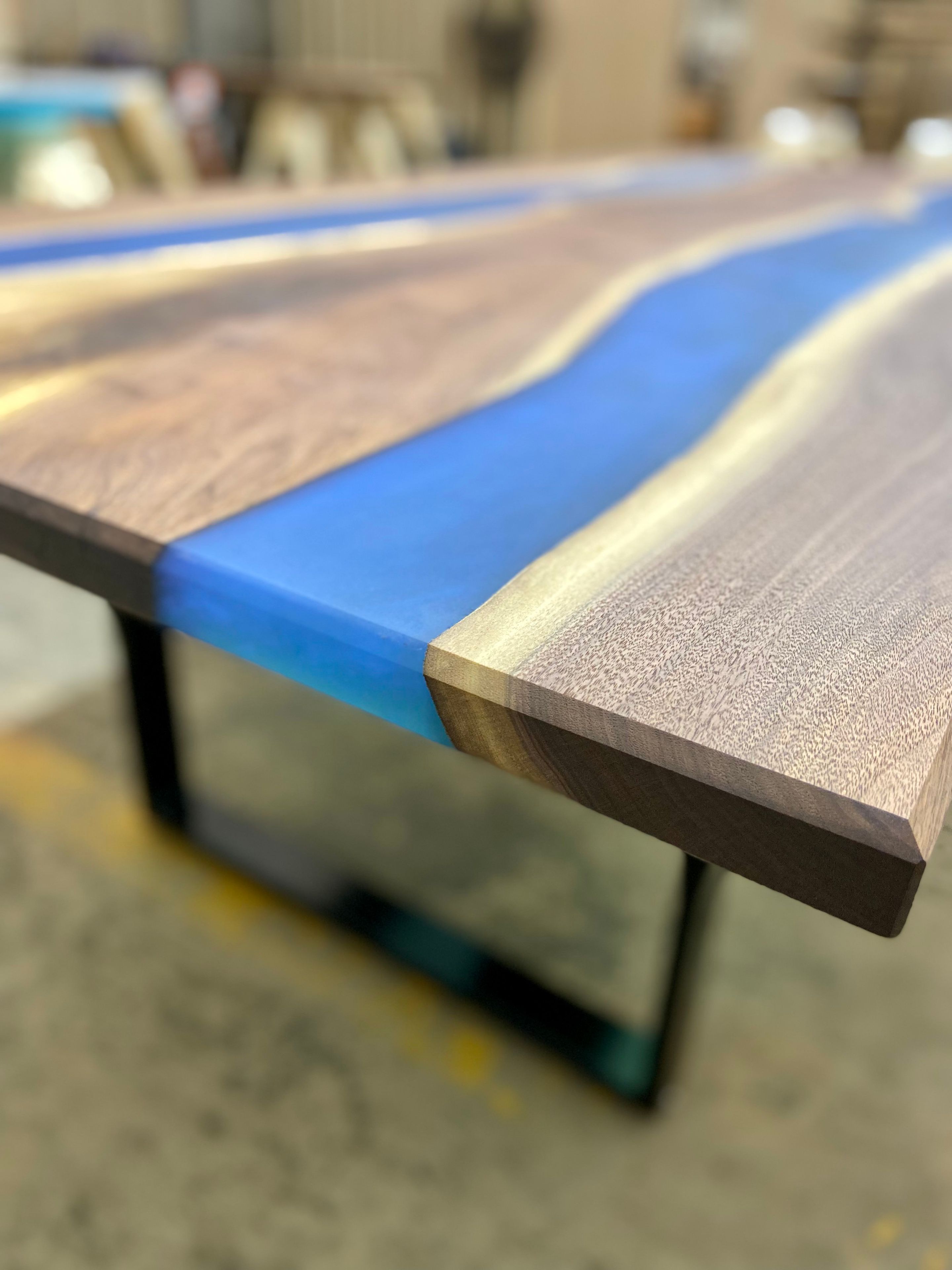Double River Epoxy Dining Table With U-Shaped Legs 30" X 60" 5