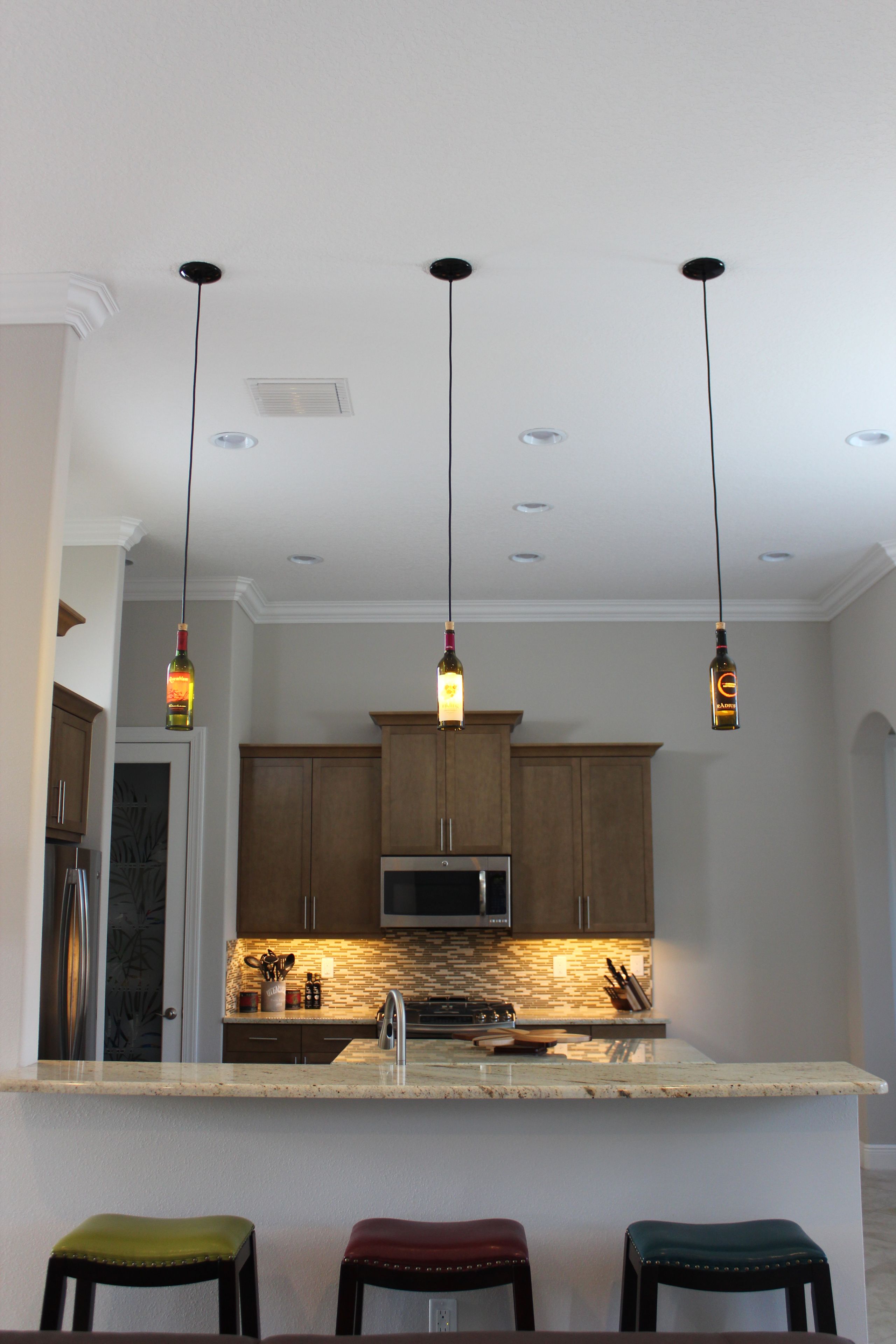 Wine Bottle Pendant 3 Light Set