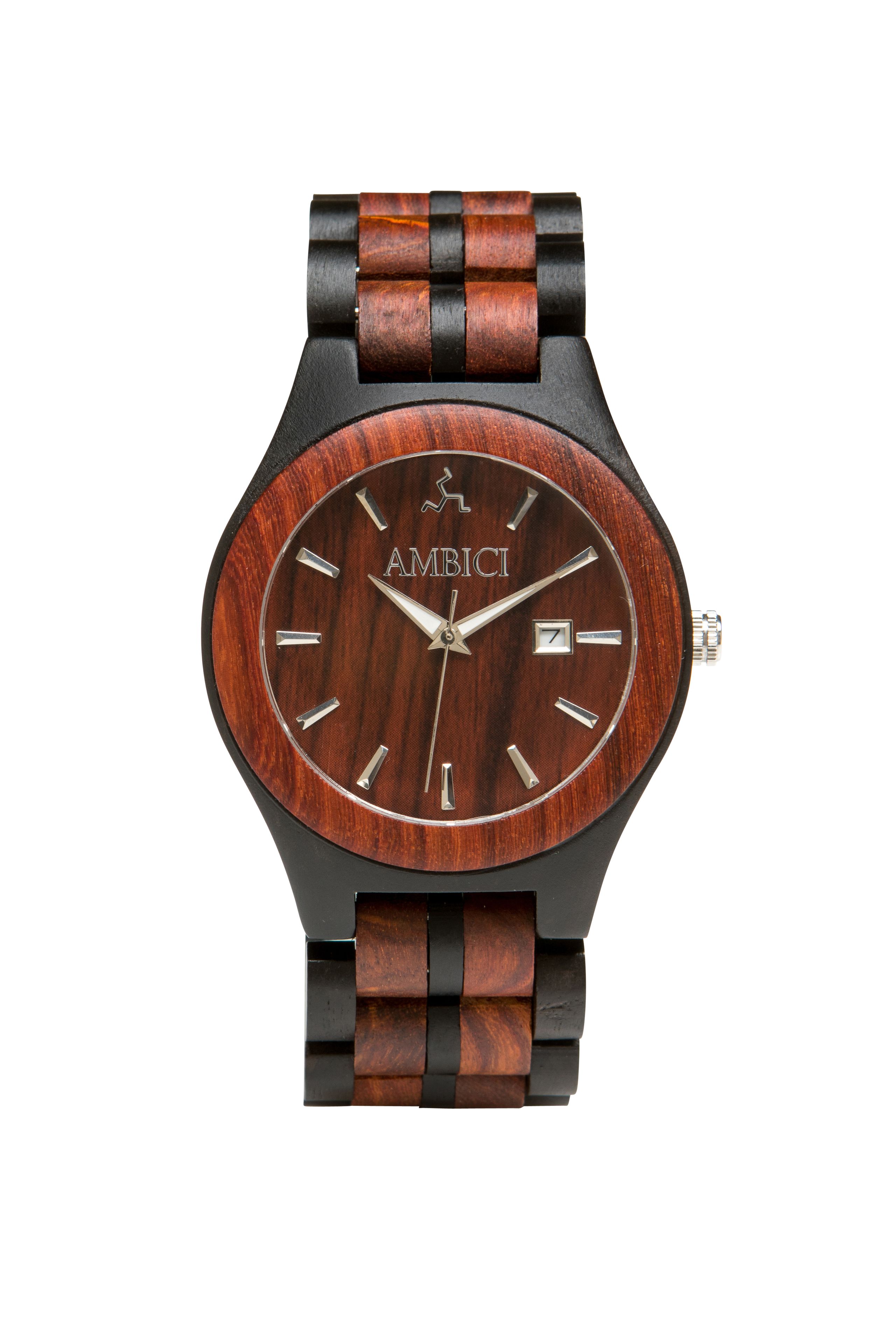 Custom Engraved Red Sandalwood And Ebony Wood Graduation Watch For Men By Ambici 2 