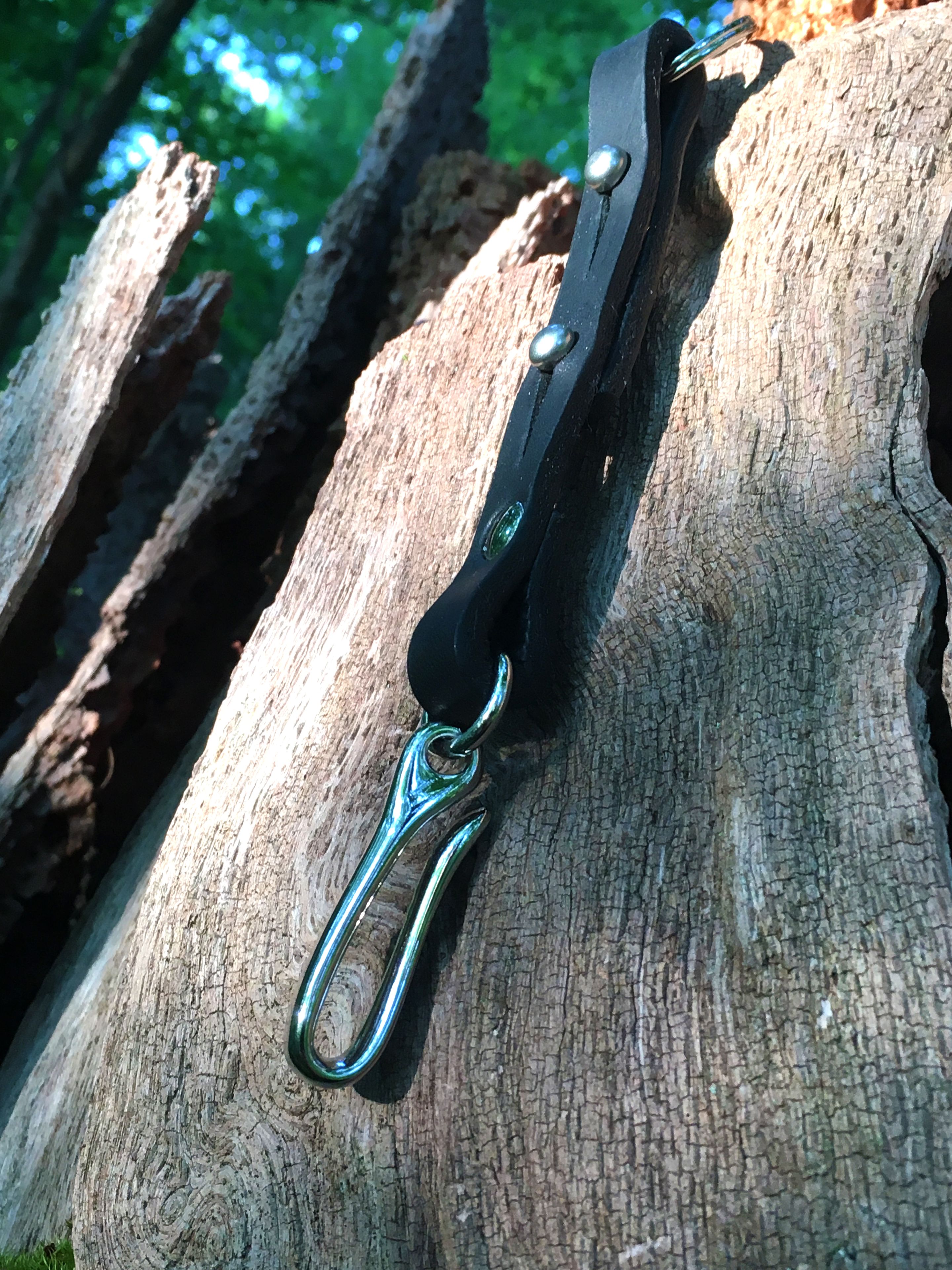 Japanese Fishhook Leather Keychain 4 