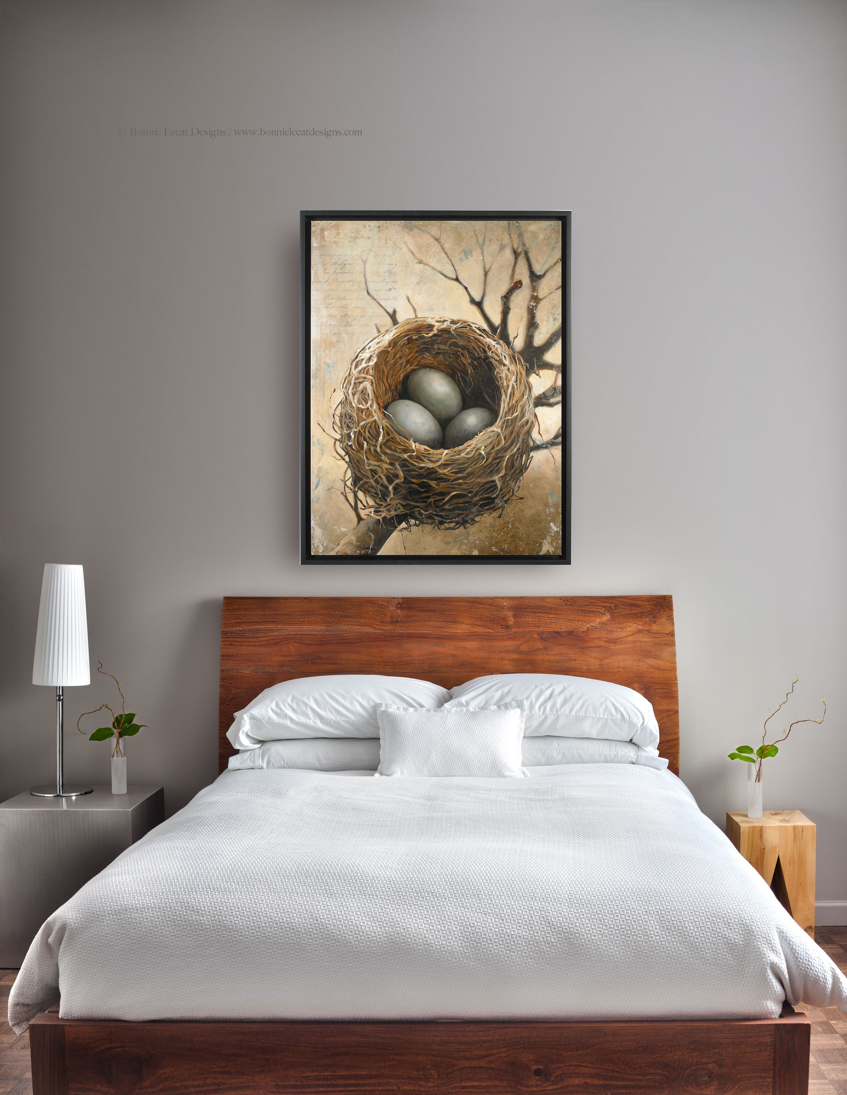 "Three" - Fine Art Giclee Print Of A Bird's Nest On Gallery Wrapped Canvas Available In Two Sizes 6