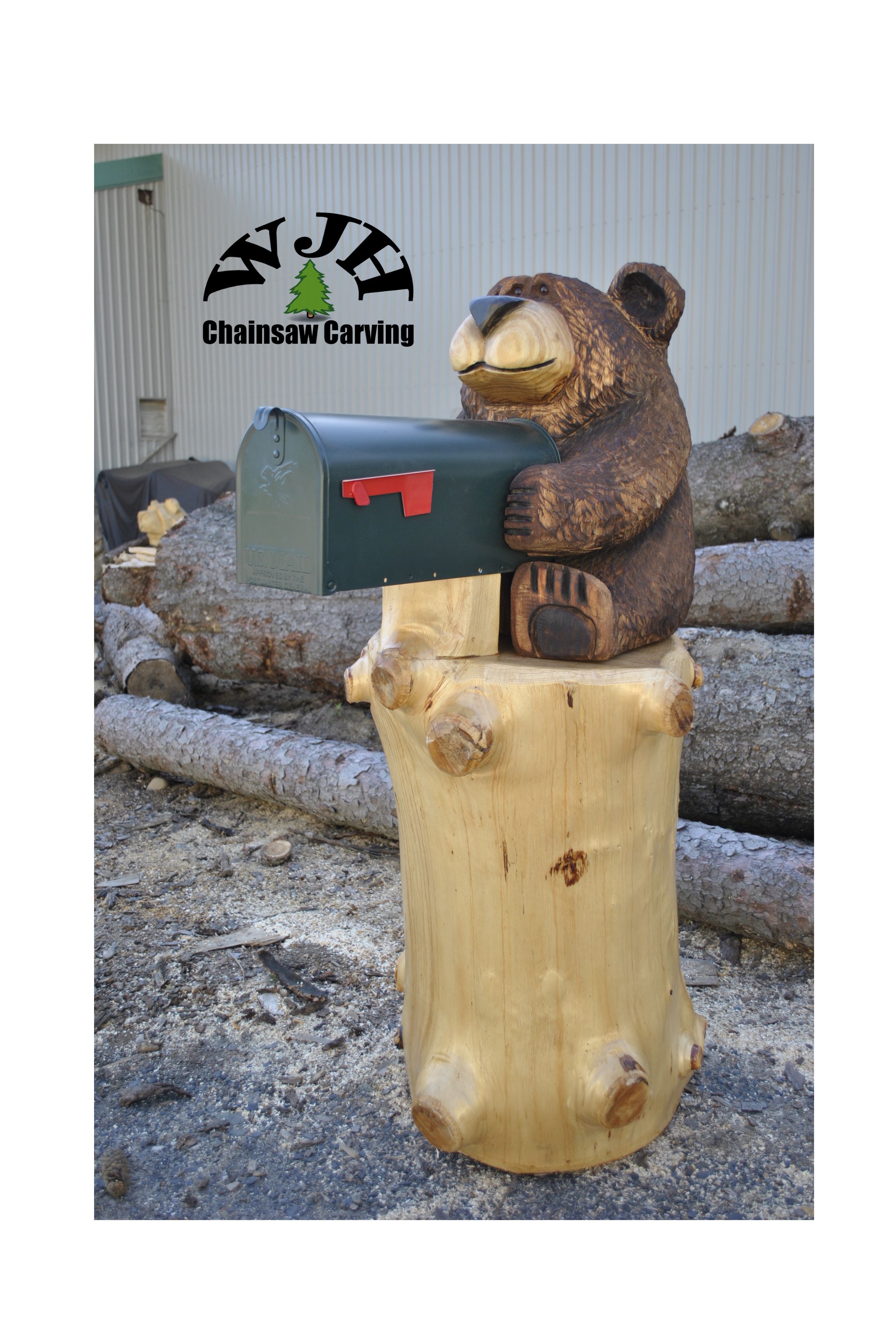 Chainsaw Carved Bear Mailbox
