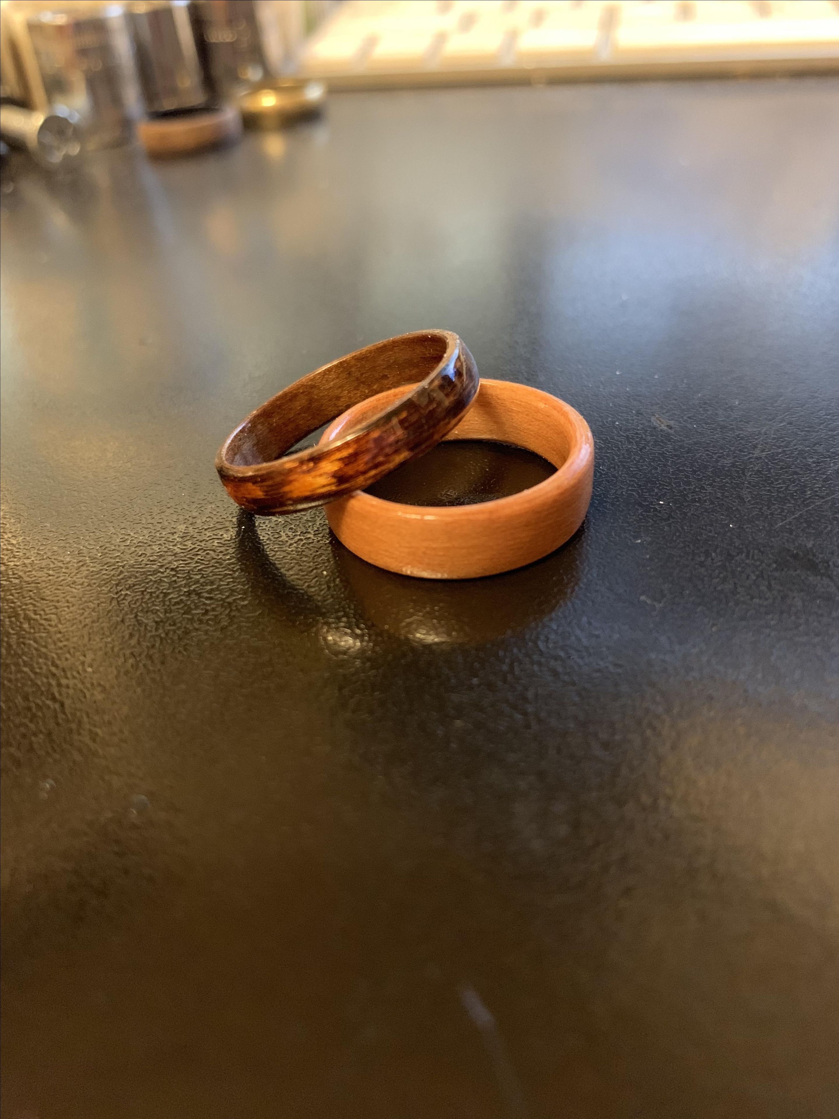 Burnt Wood Steam Bentwood Cathedral Or Straight Grain Maple Ring 2 
