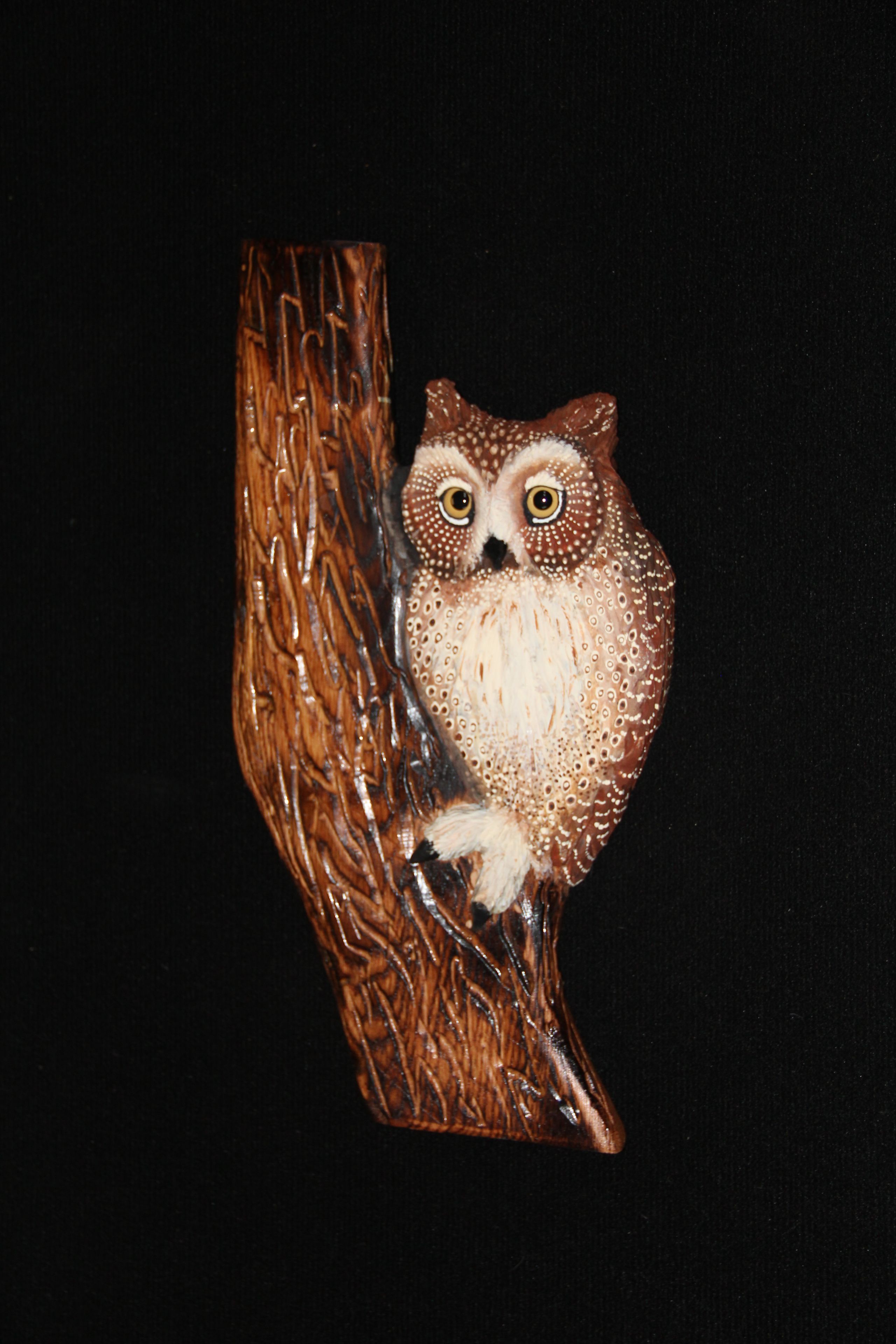 Carved Owl Wall Sculpture Art