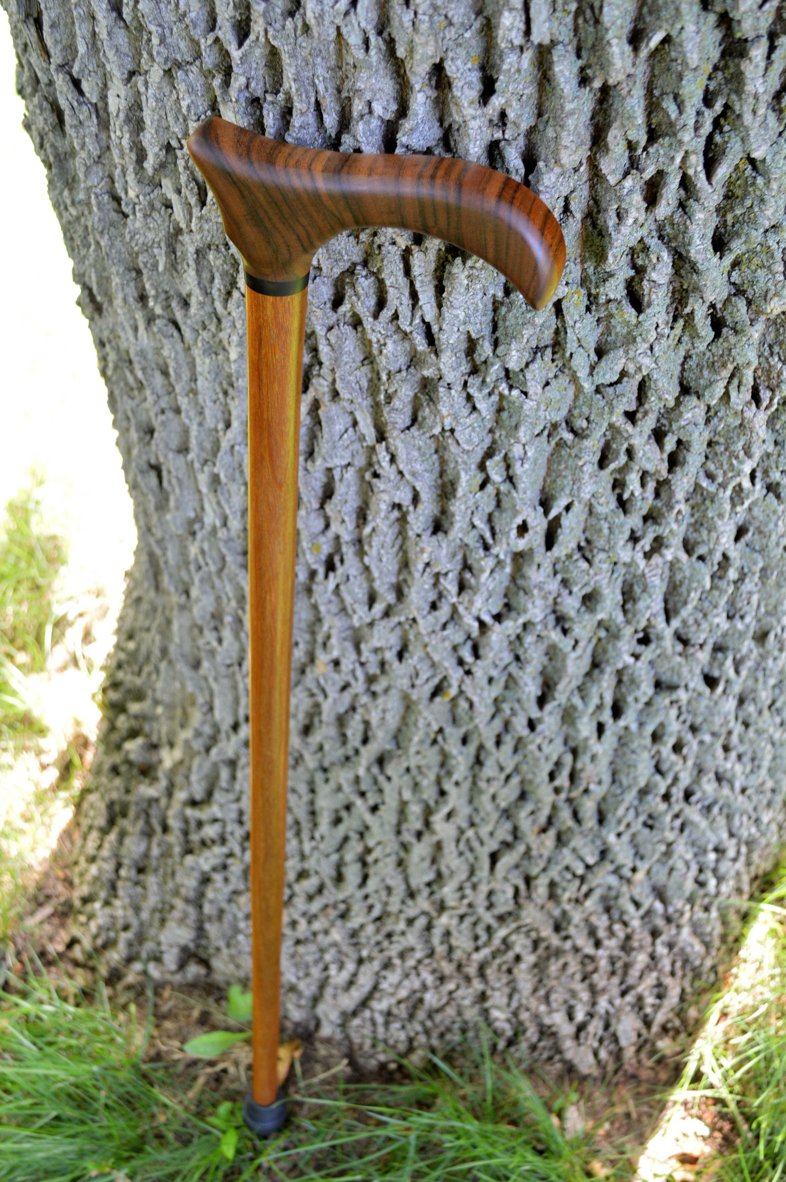 Walking Cane/ Walking Stick Made Of Amazakoue, African Blackwood, Brazilian Teak 36 1/2 2 