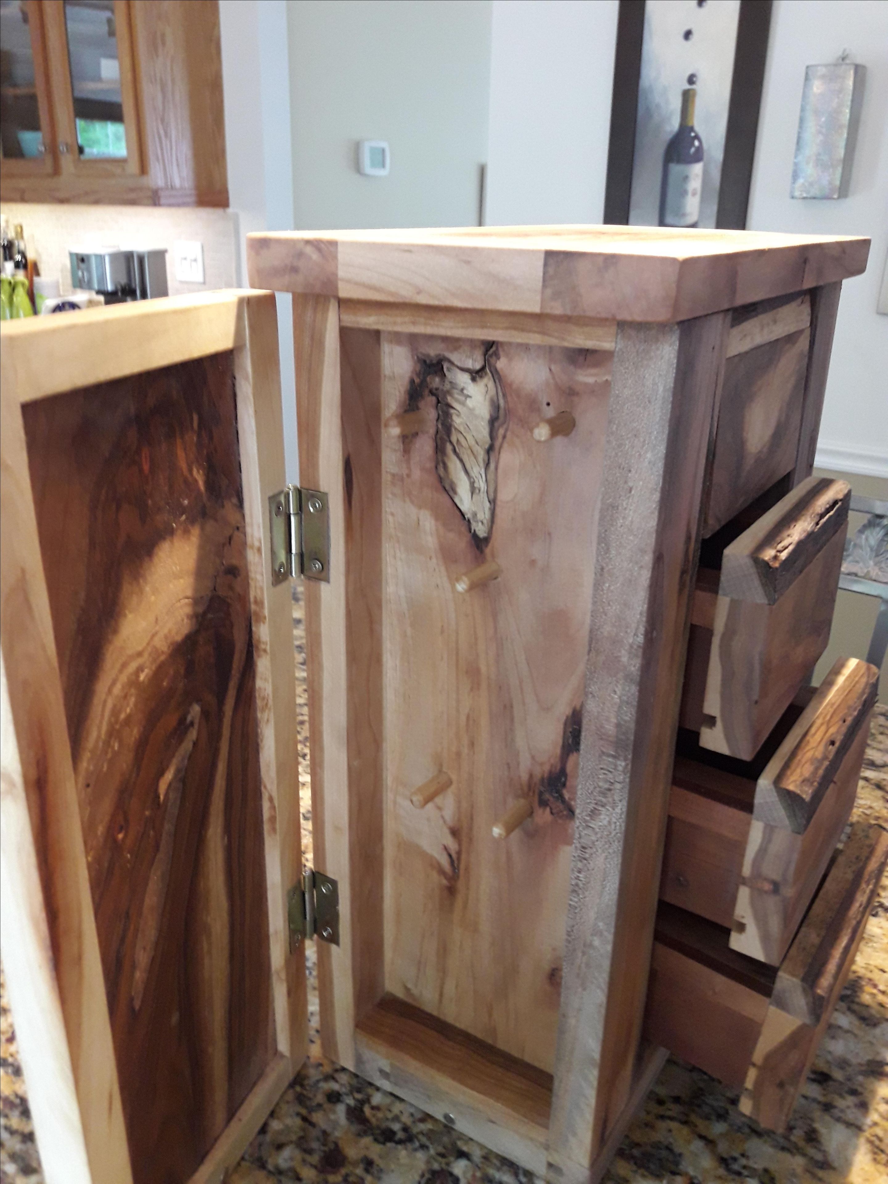 Rustic Four Drawer Jewelry Box With Spalted Cherry And Maple Trim 2 