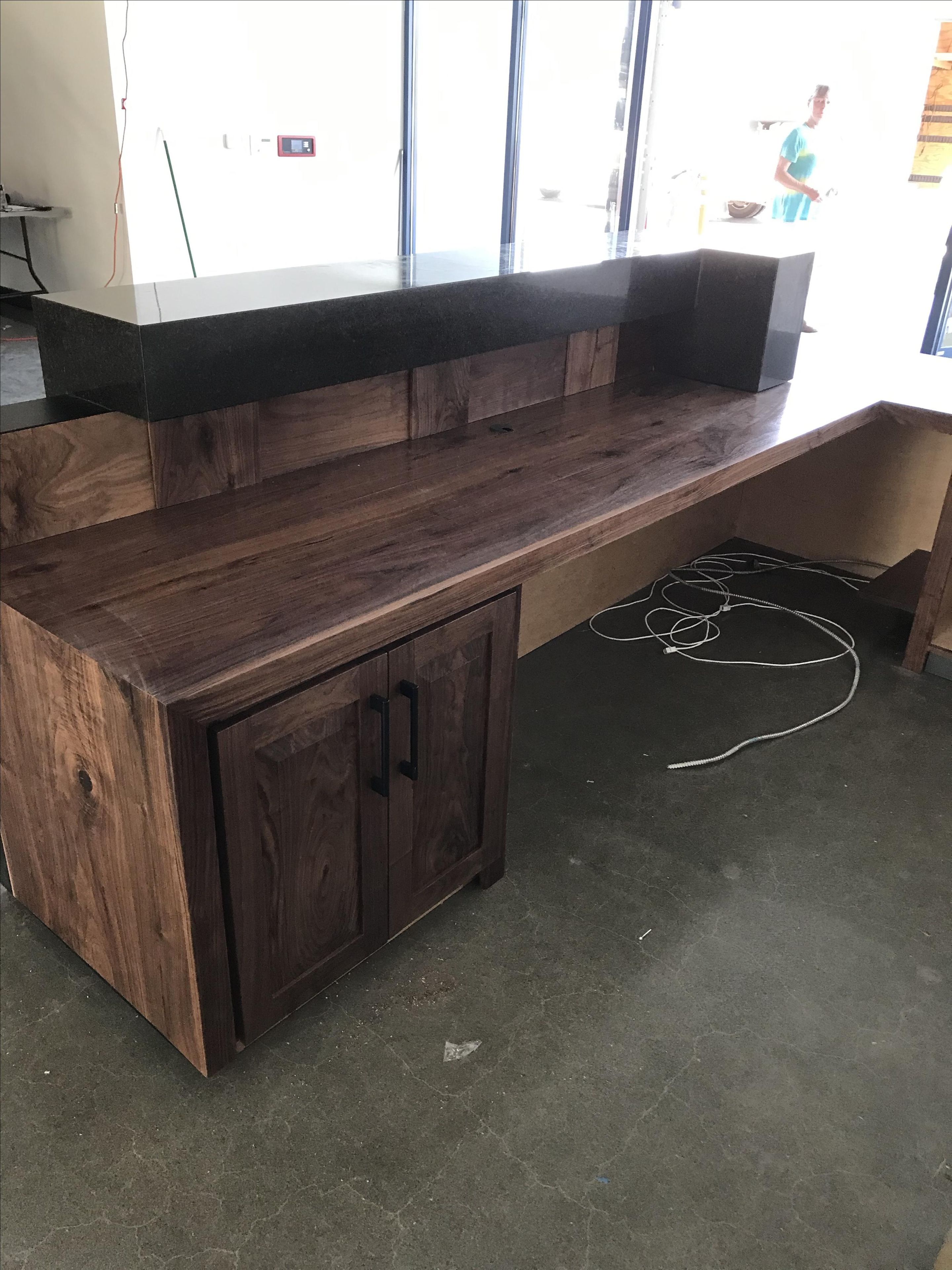 Walnut Steel And Granite Reception Desk 3 