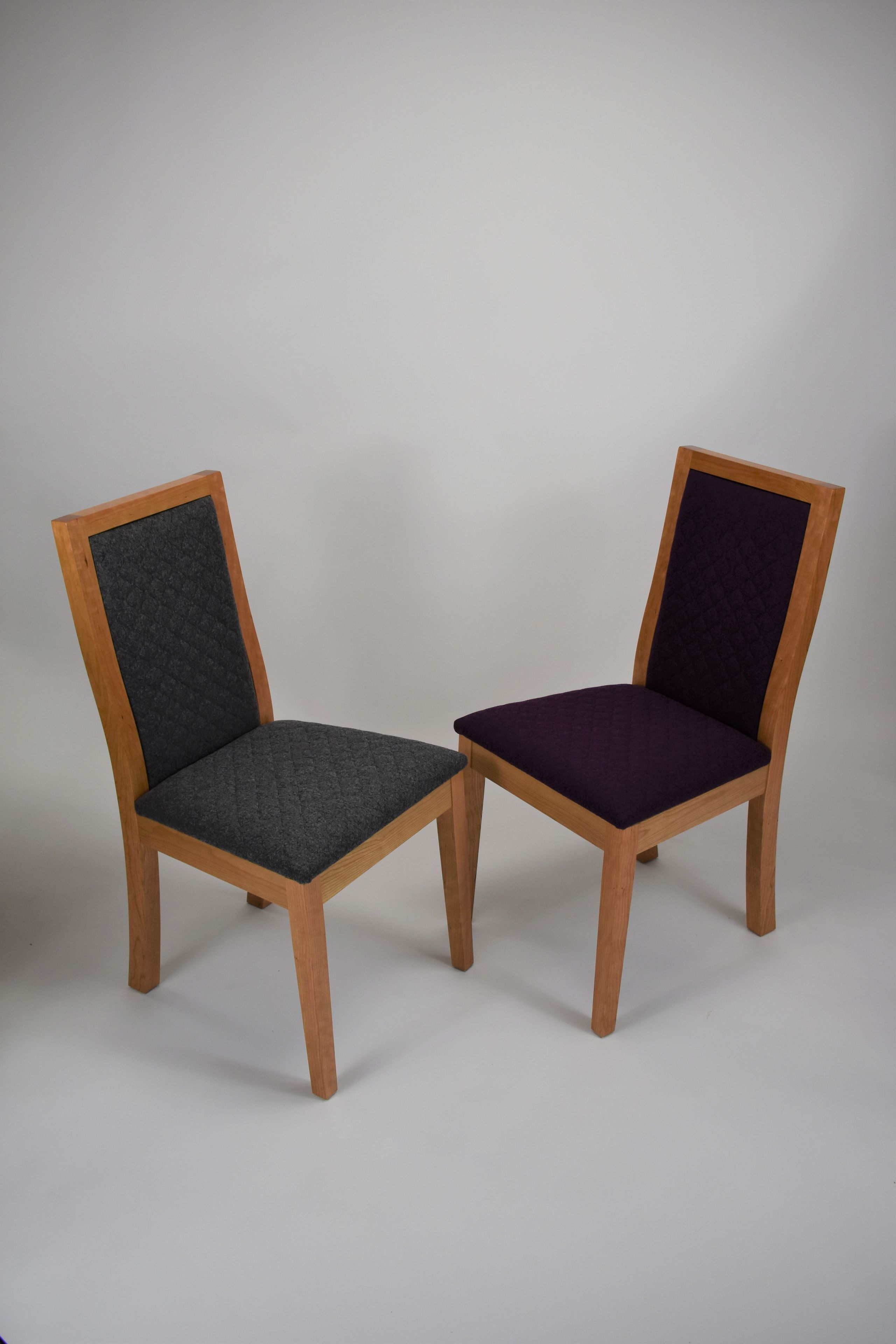 Figured Cherry Upholstered Dining Set 5 