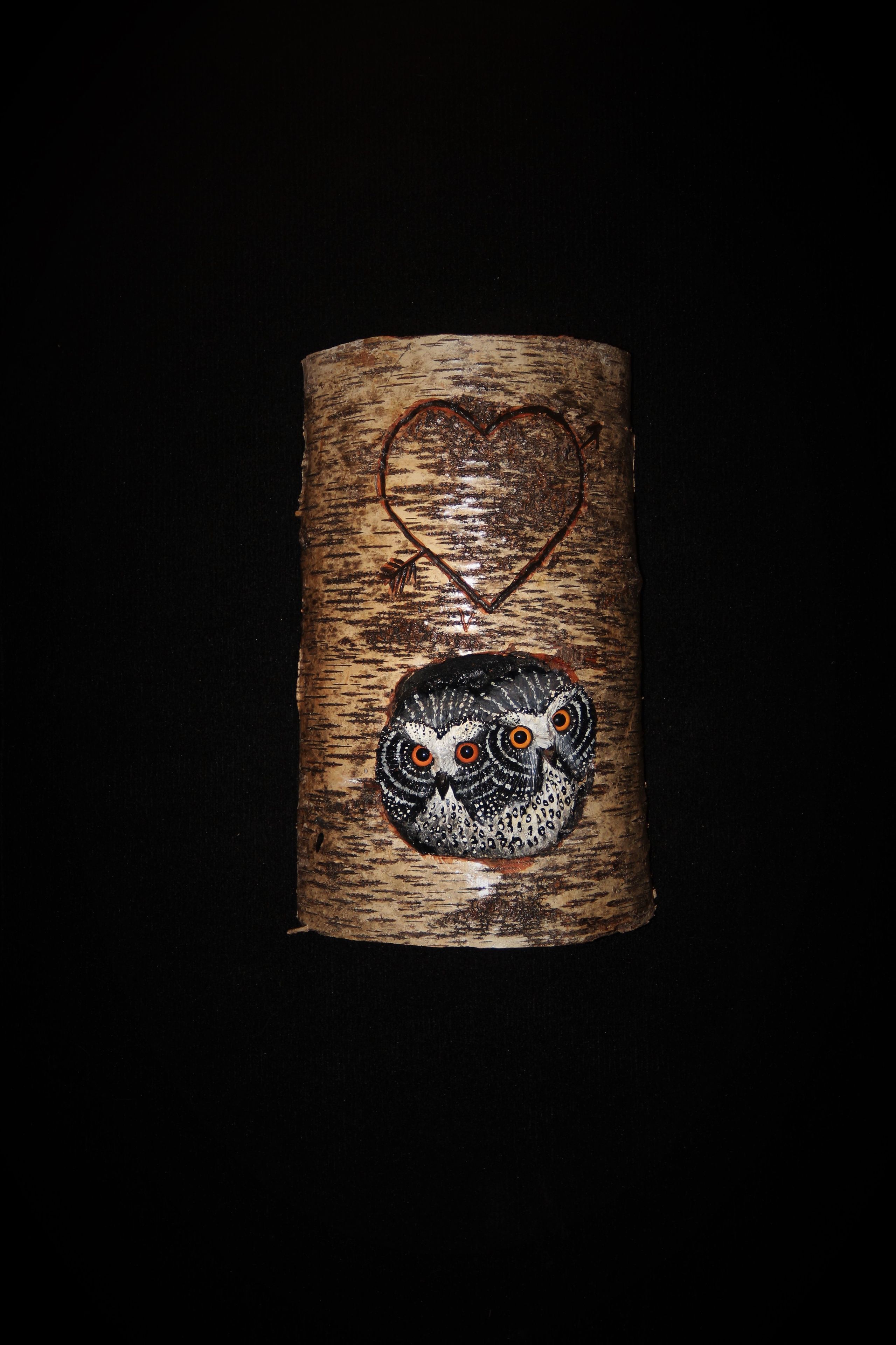 Monogrammed - Anniversary - Wedding - Custom Bird Owl Carving 2 