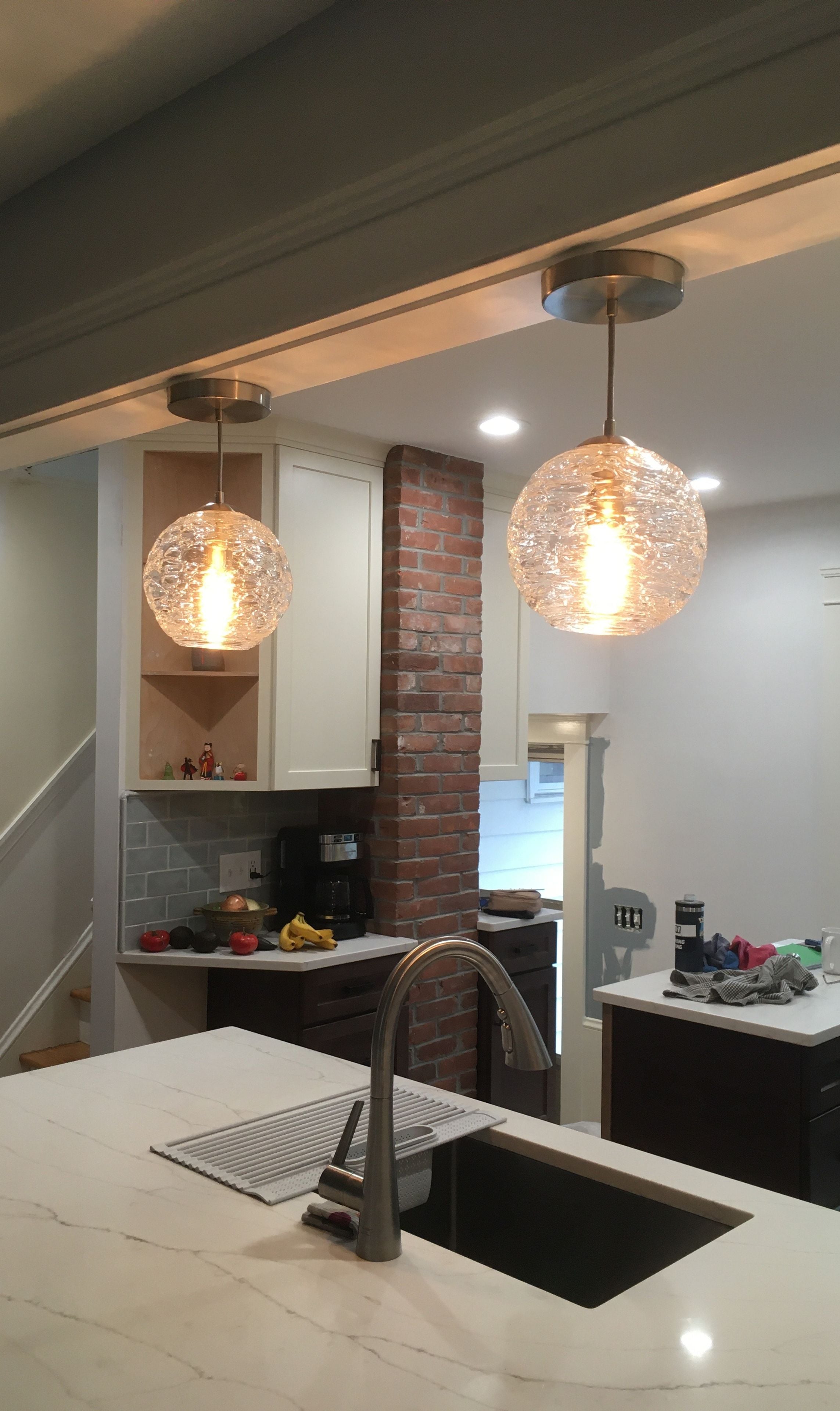 Clear Spun Glass Hand Blown Pendant Light 4