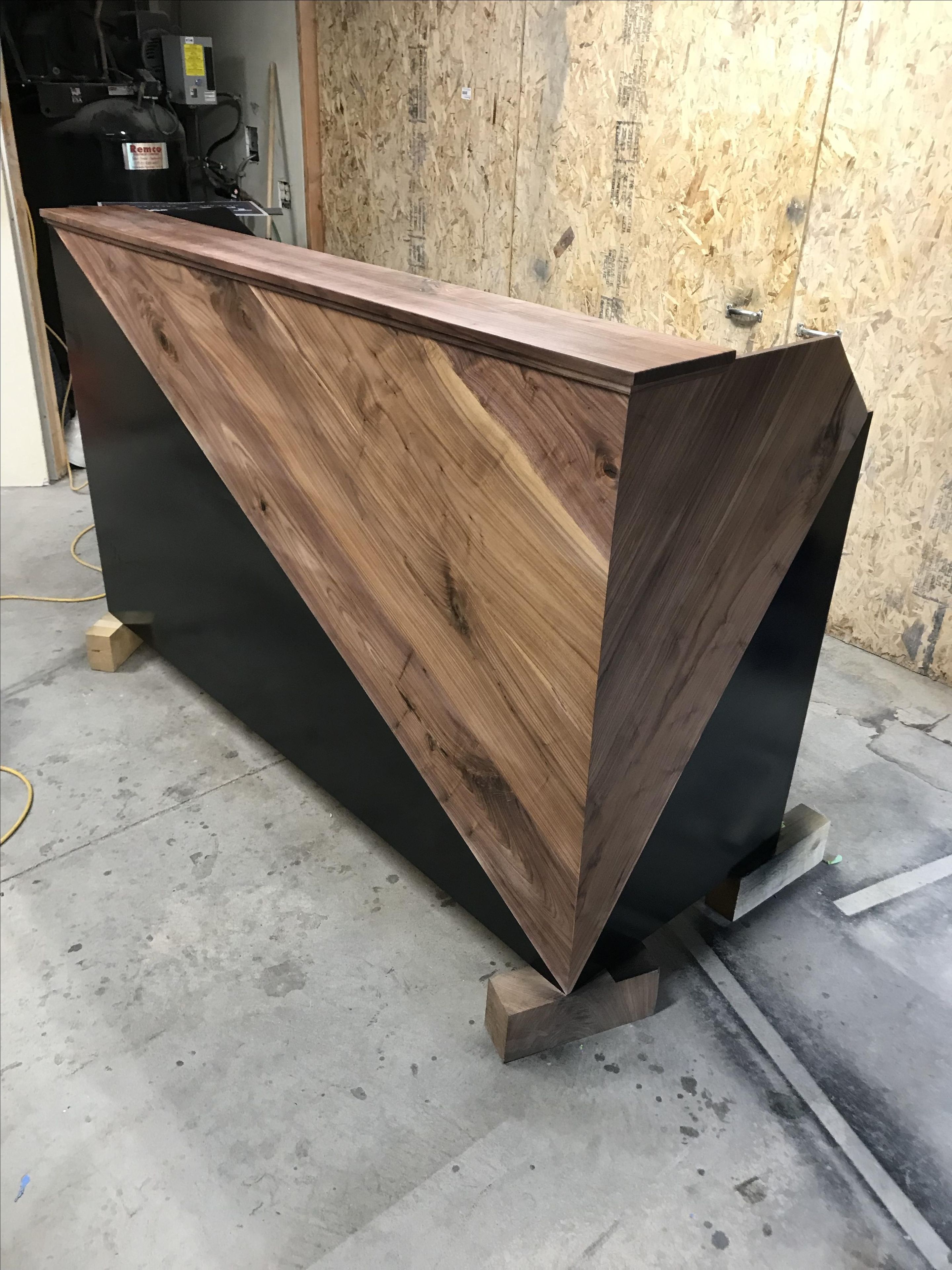 Walnut And Semi Gloss Black Reception Desk 2 
