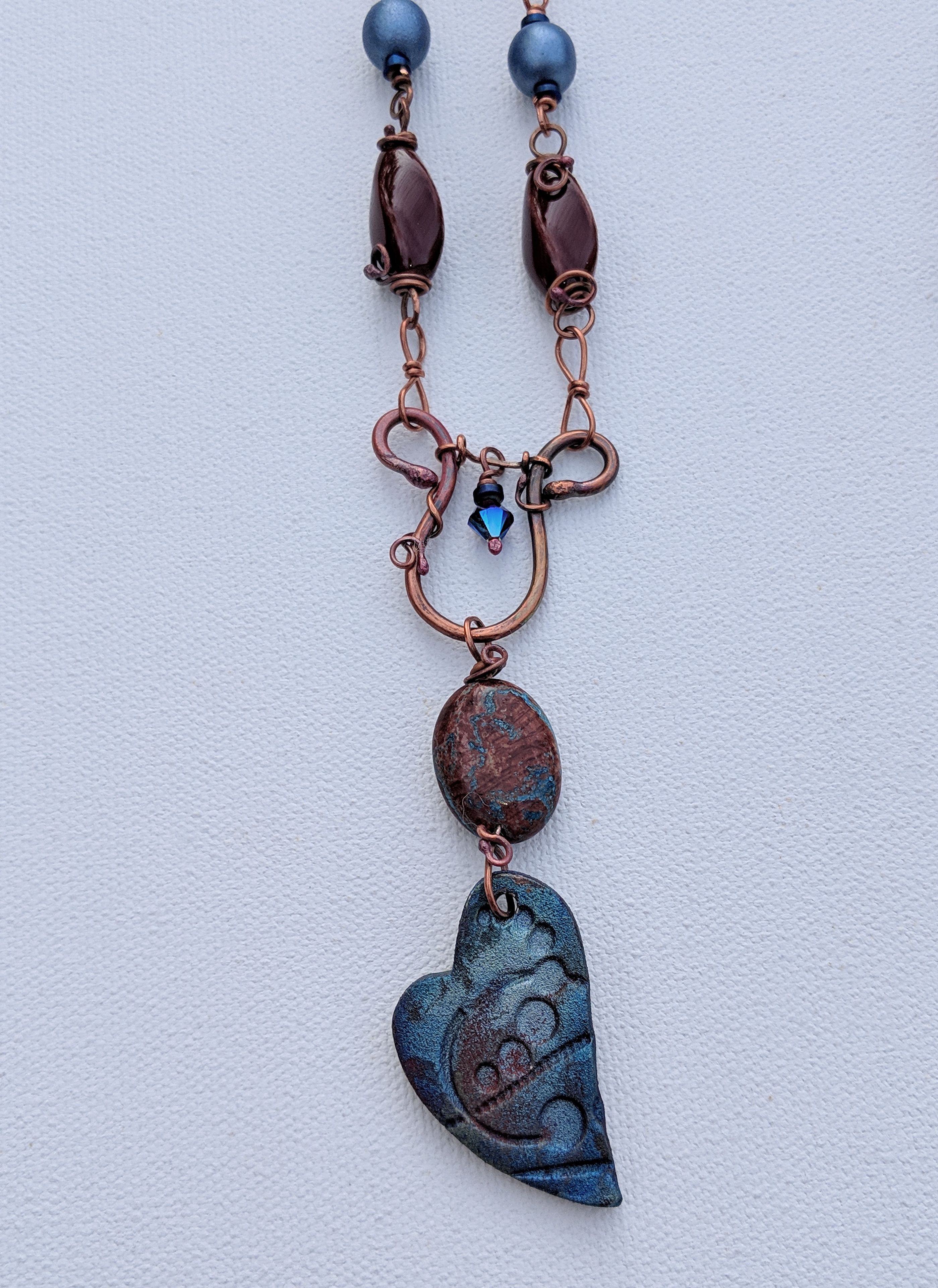 Blue Heart Chevron Necklace 2 