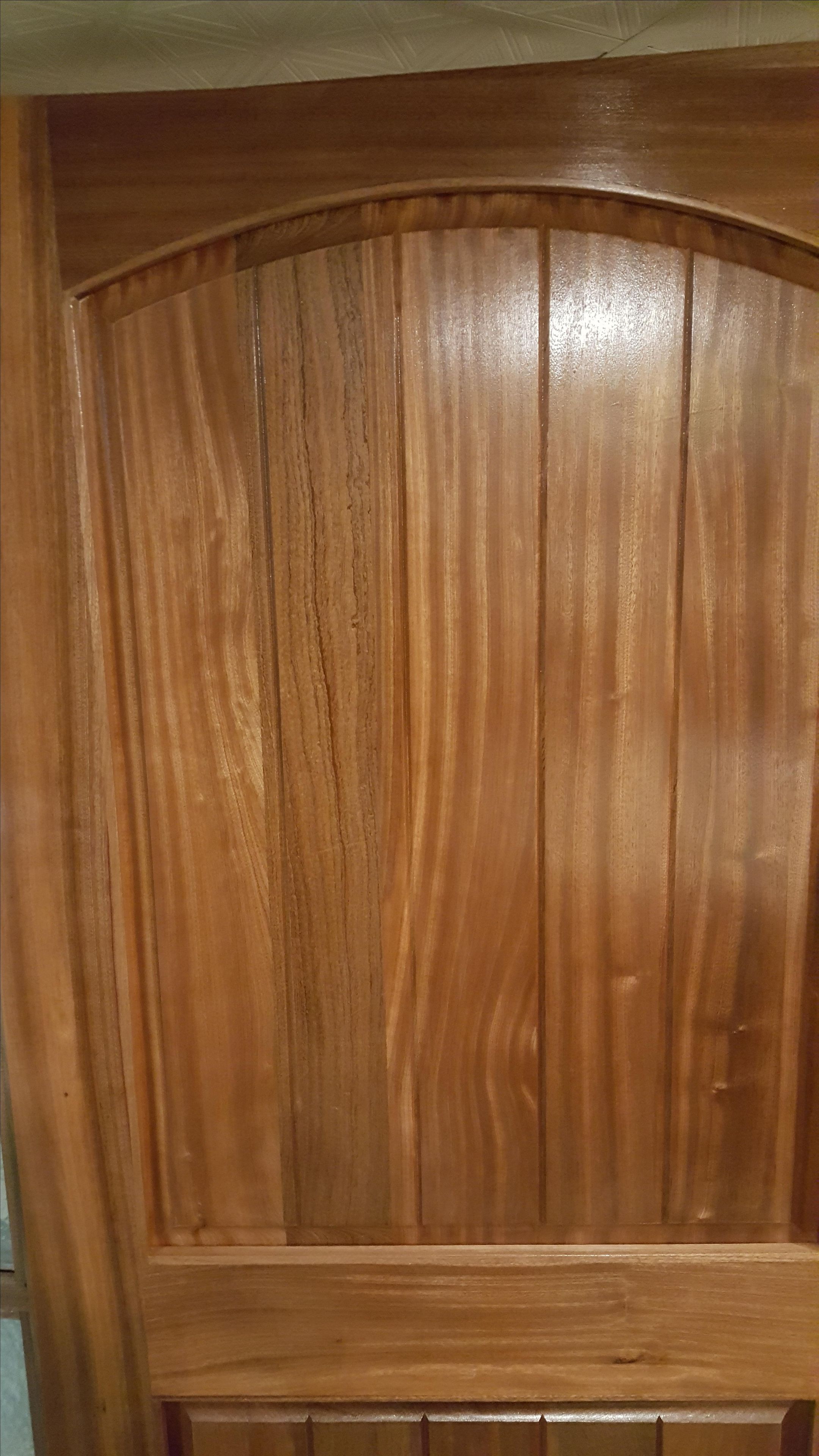 Sapele Exterior Door With Triple Glass Sidelight 4