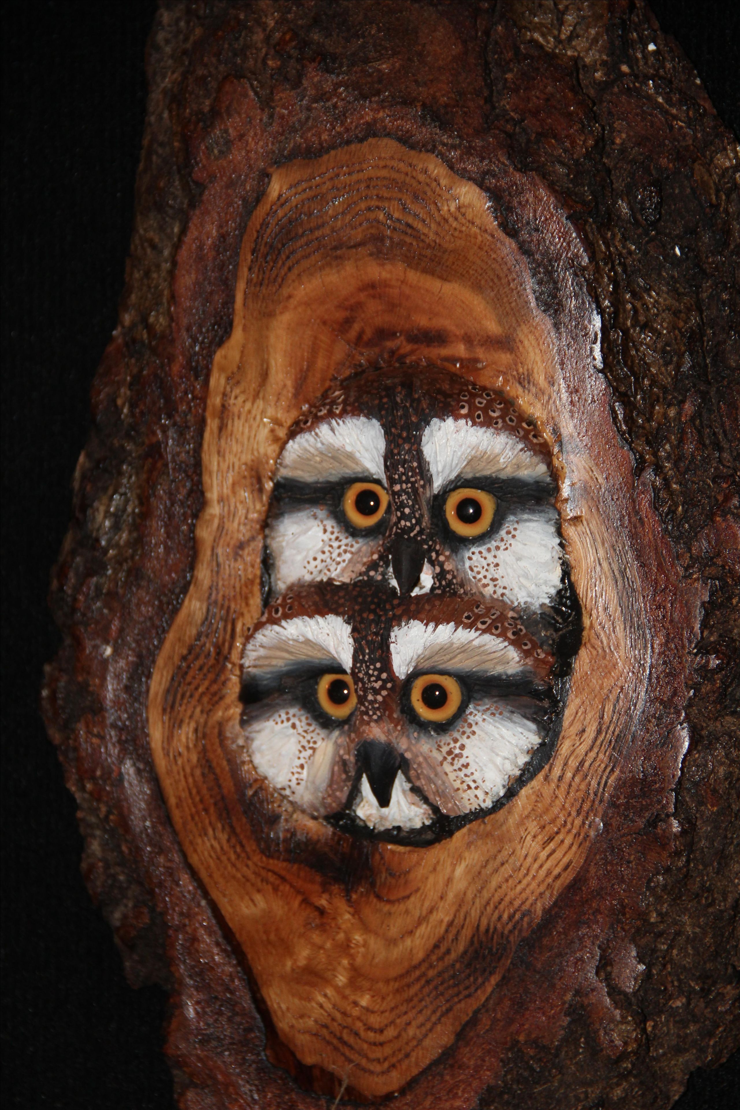 Wood Owl Wall Sculpture 2 