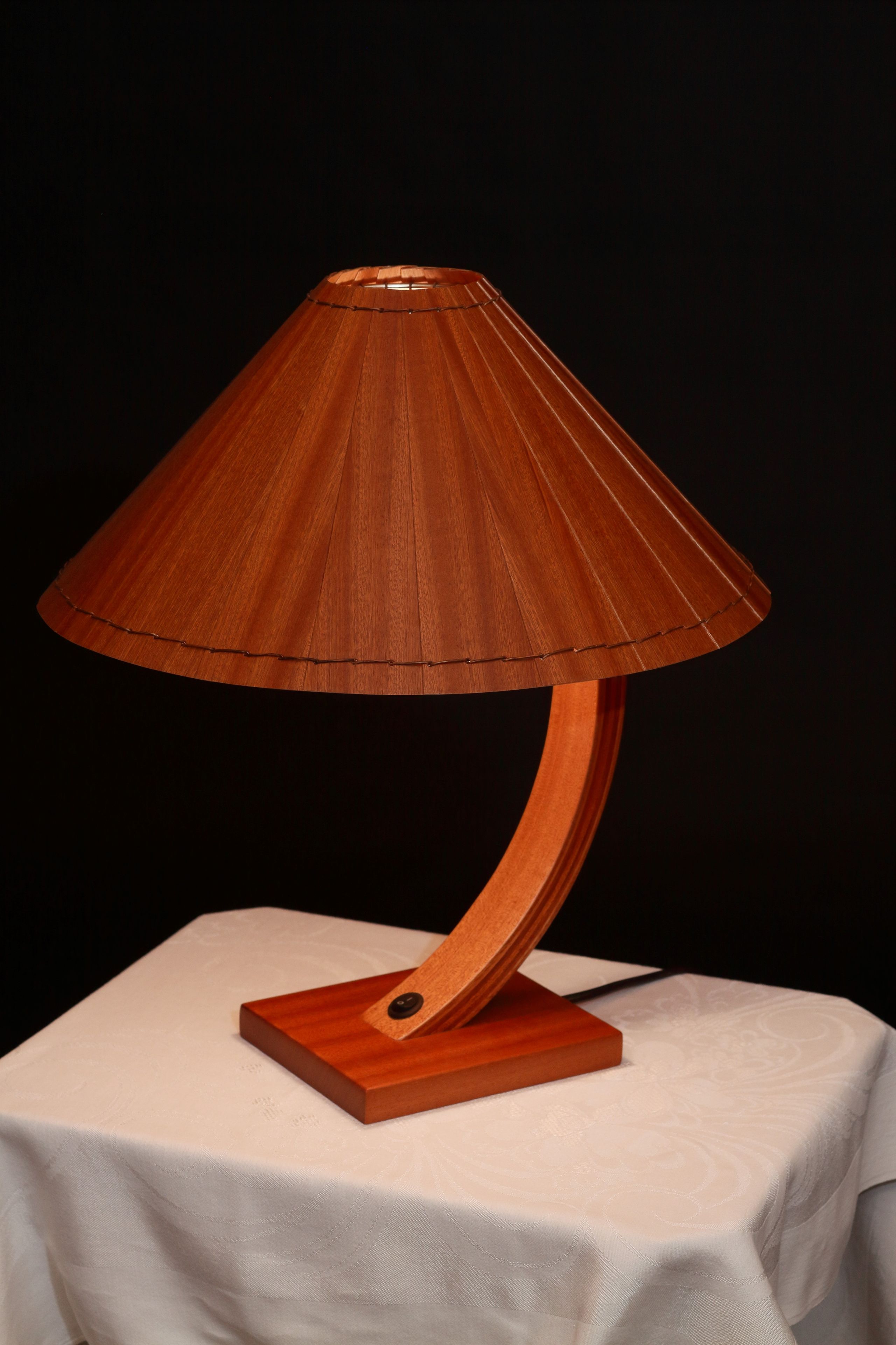Handmade Customizable Desk Lamp And Wood Veneered Shade 3