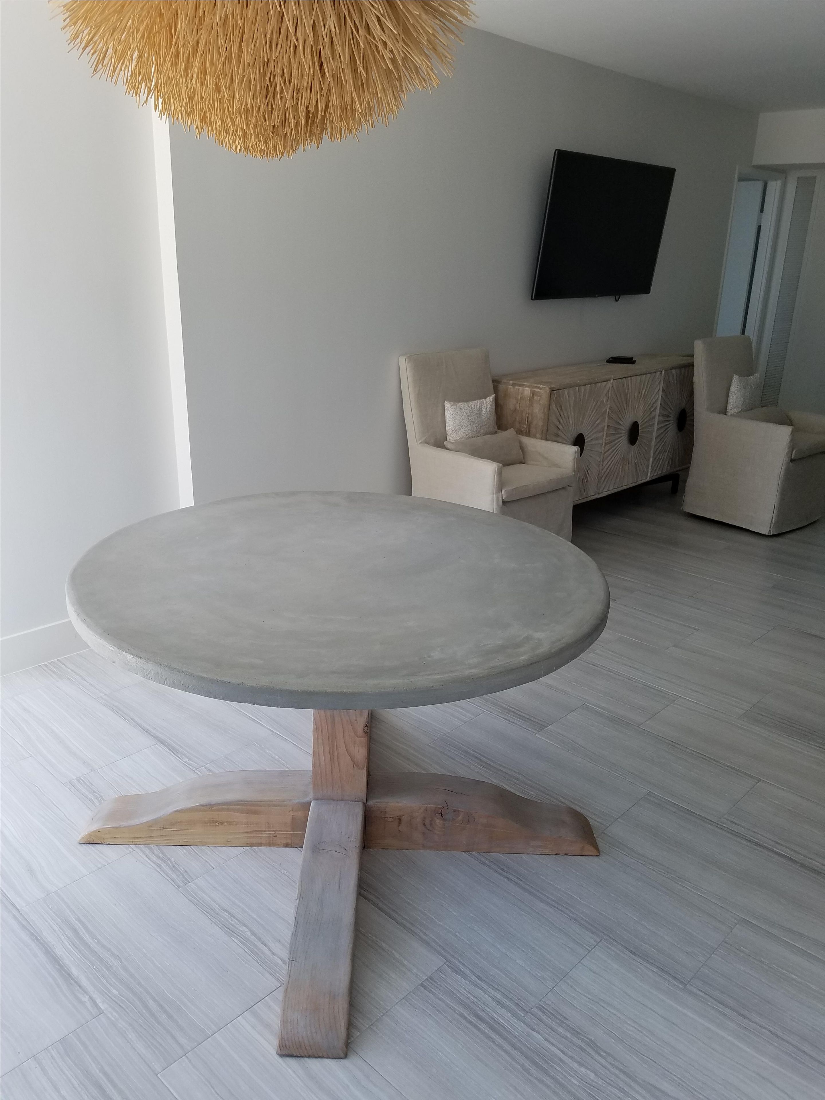 Concrete Top Round Pedestal Table 2