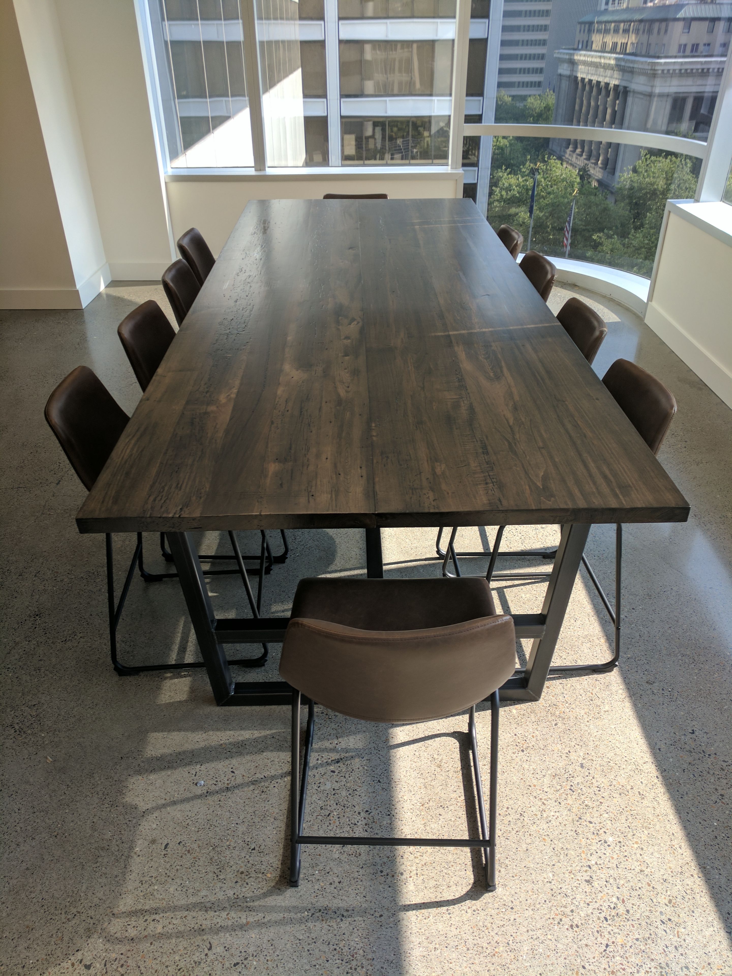 Contemporary Industrial Reclaimed Hardwood And Steel Conference Table 2