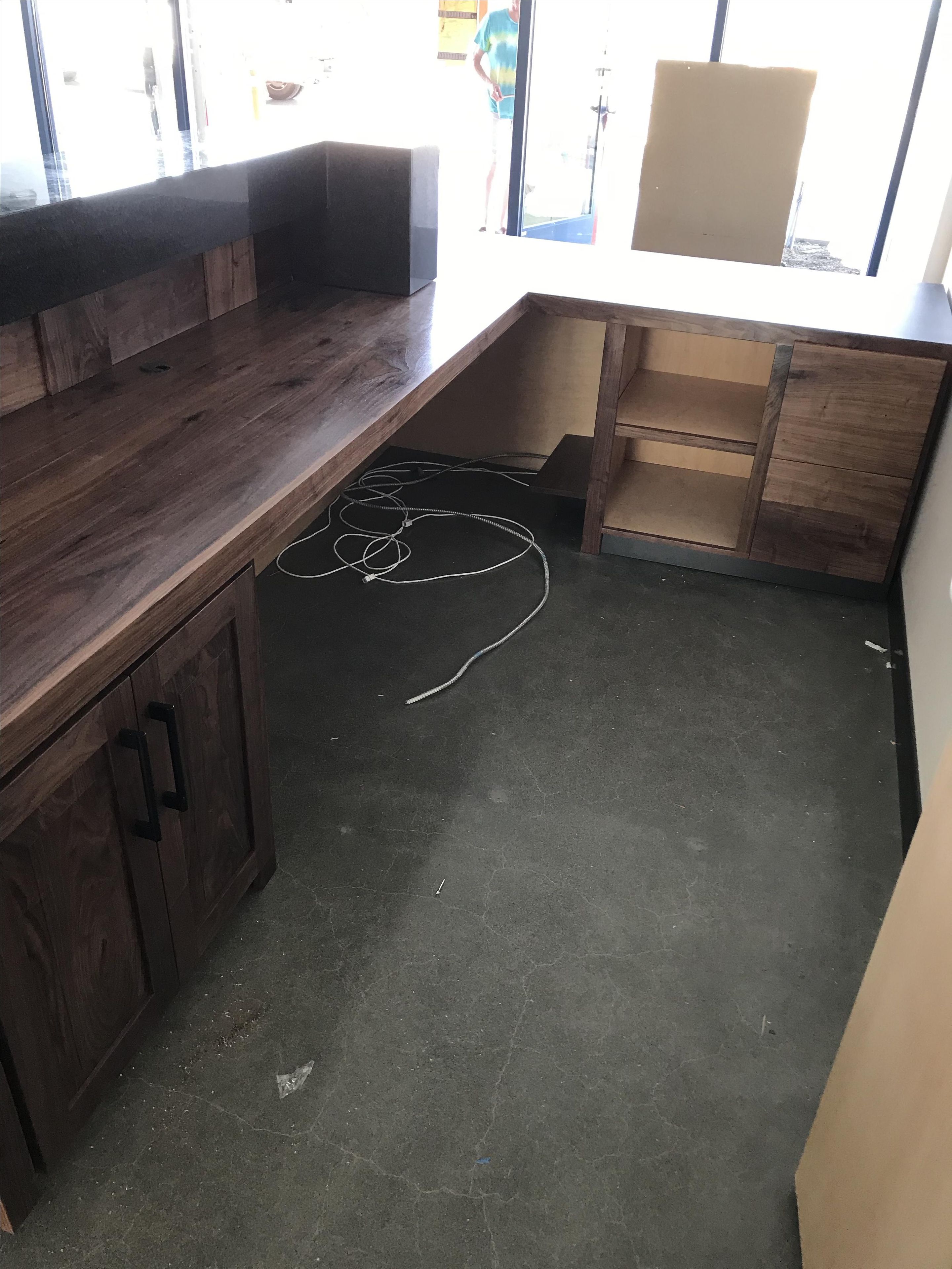Walnut Steel And Granite Reception Desk 4 