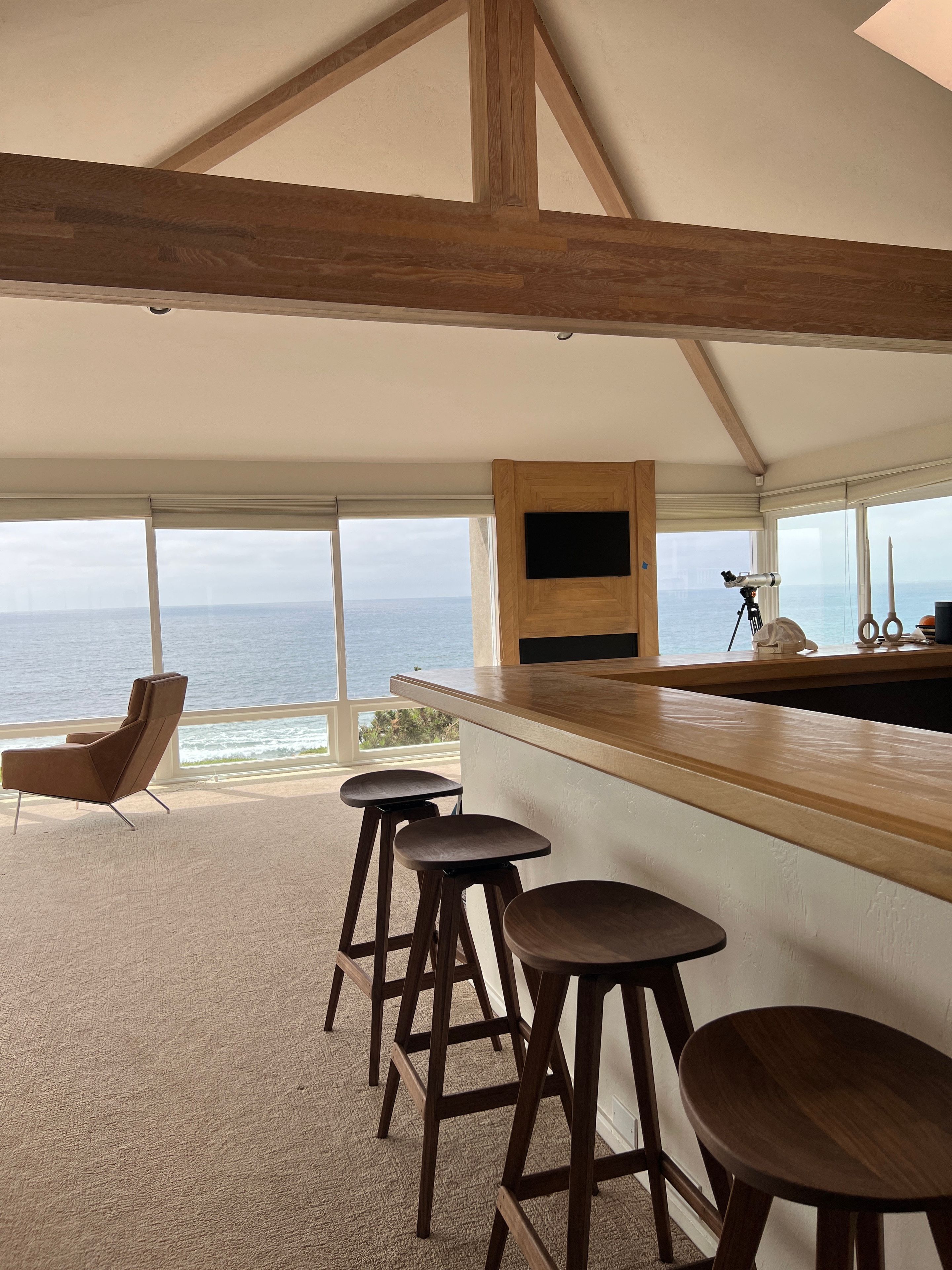 Hand-Cupped Swivel Bar Stool
