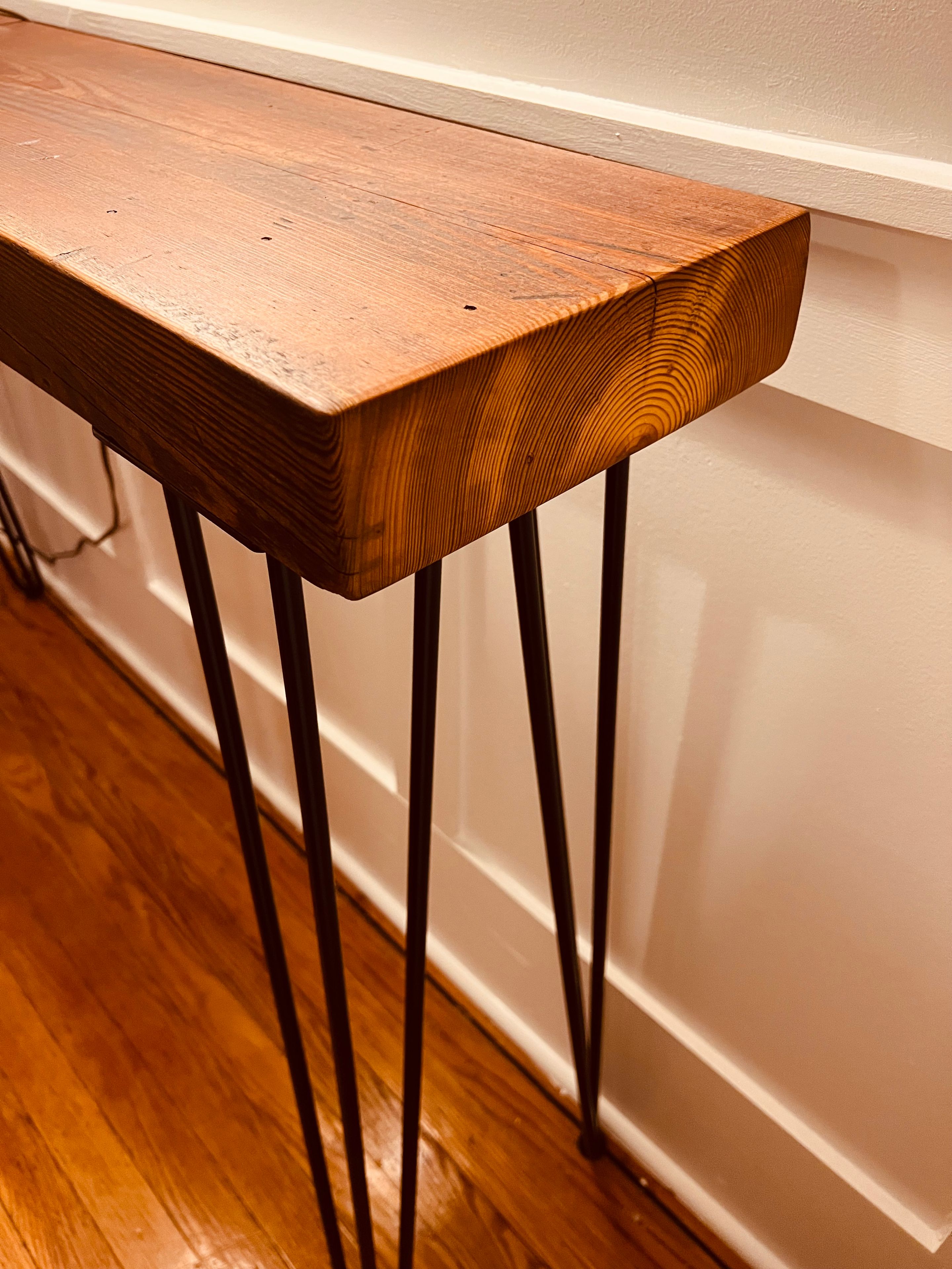 Reclaimed Wood Sofa Table - Console Table - Entry Table - Mid-Century Modern With Hairpin Legs 3