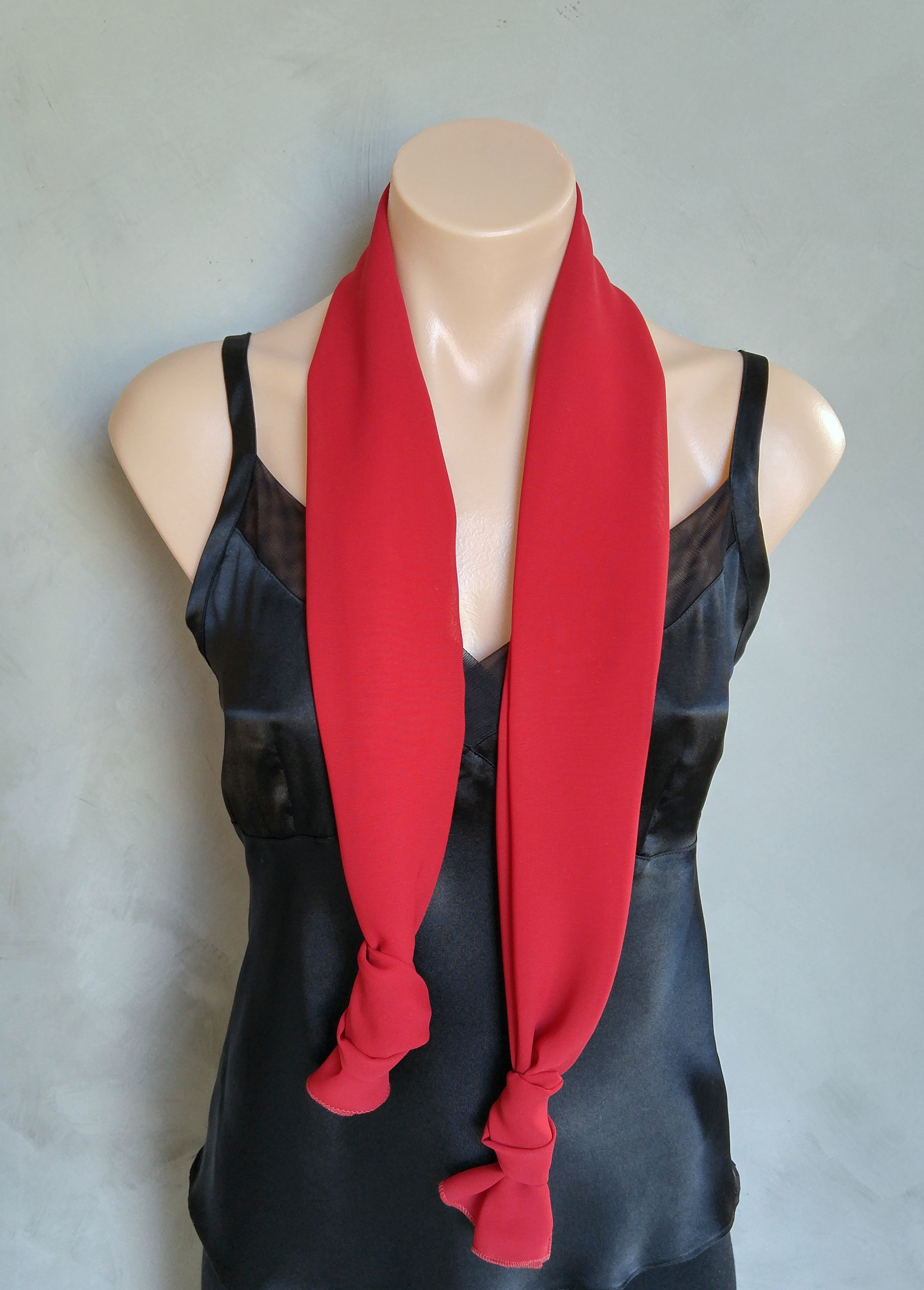 Red Chiffon Scarf 4 