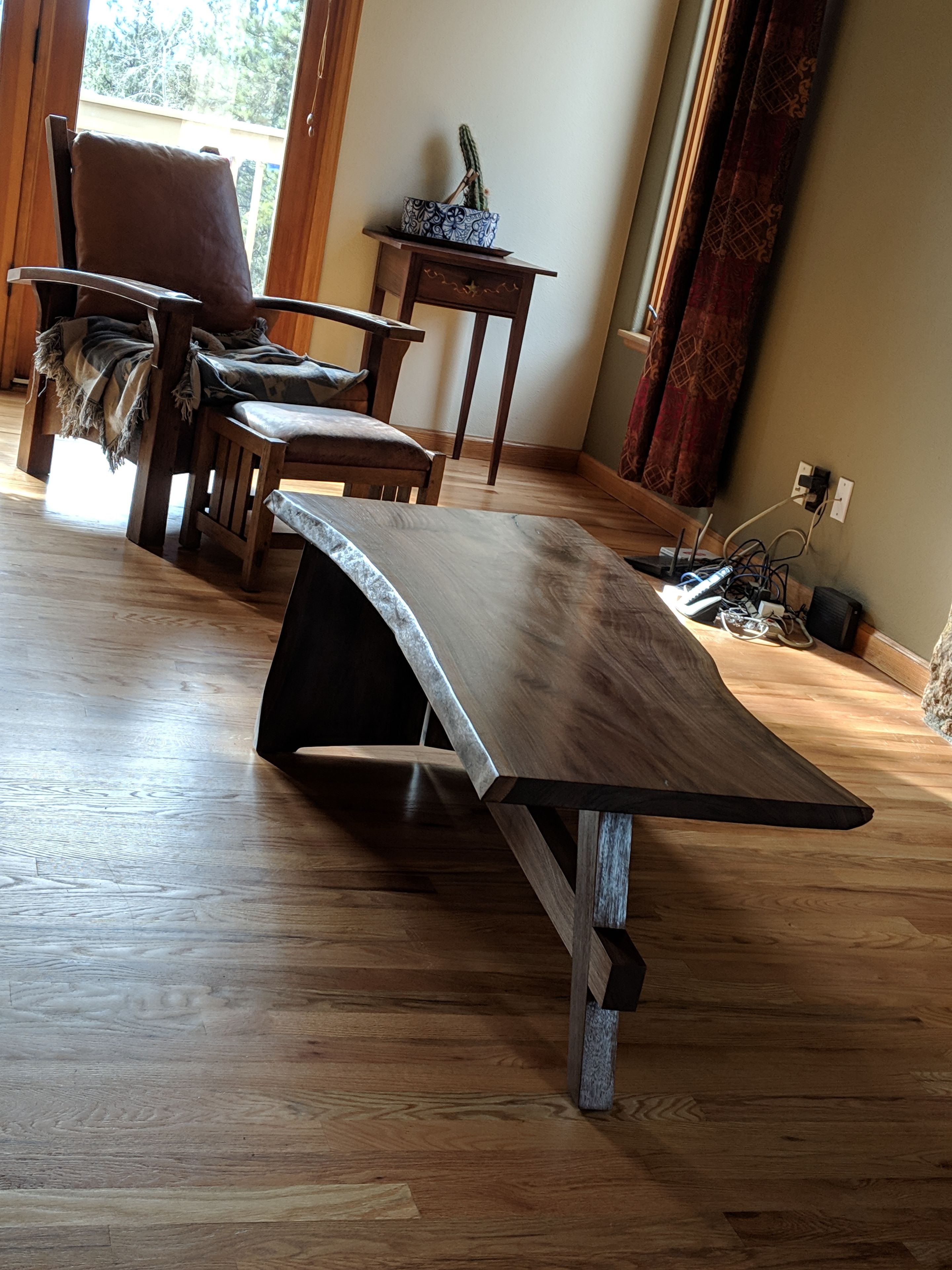 Mid Modern Walnut Slab Coffee Table 3 