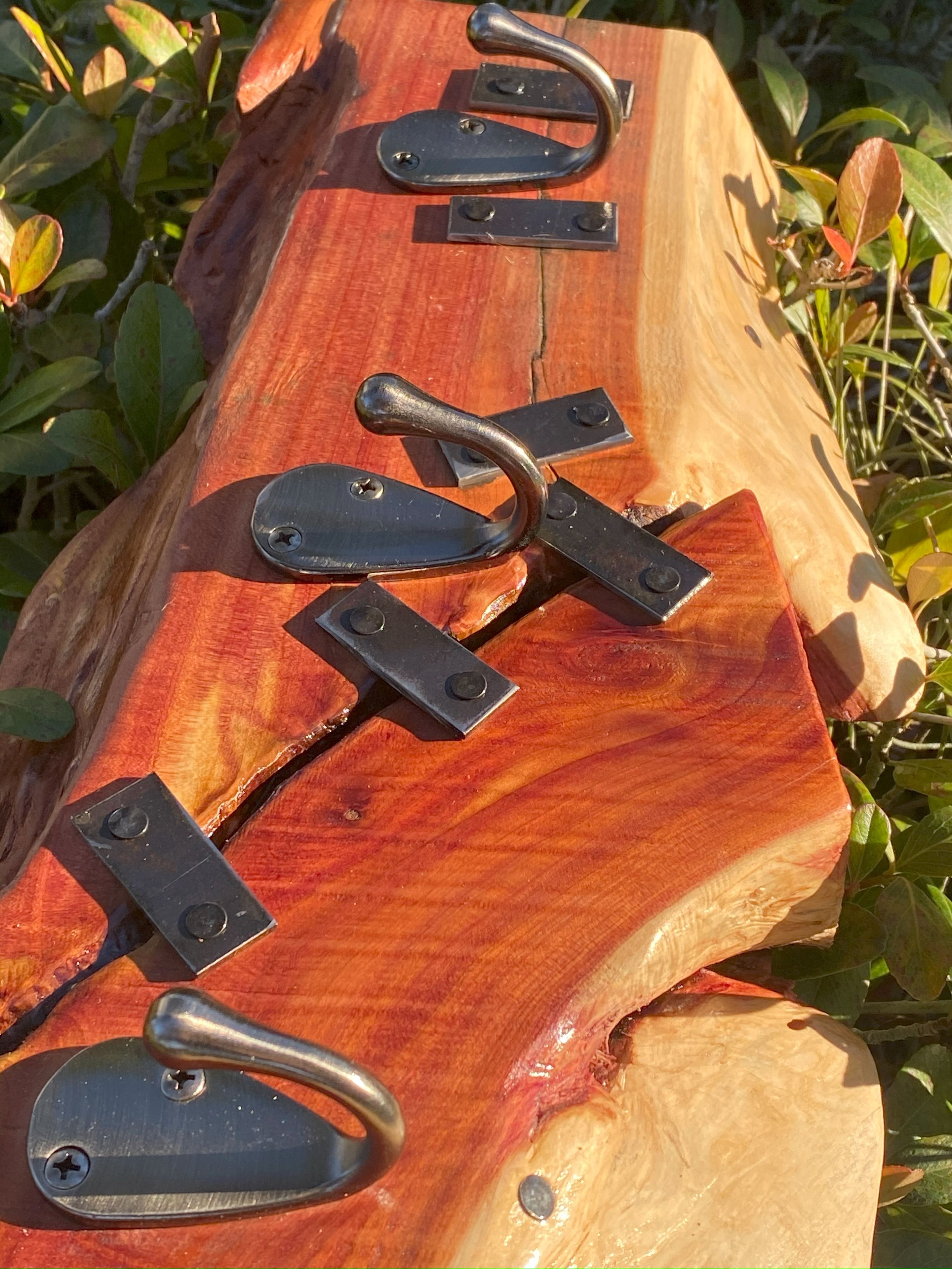 Live Edge Cedar Wood And Metal Hanger Coat Rack 3