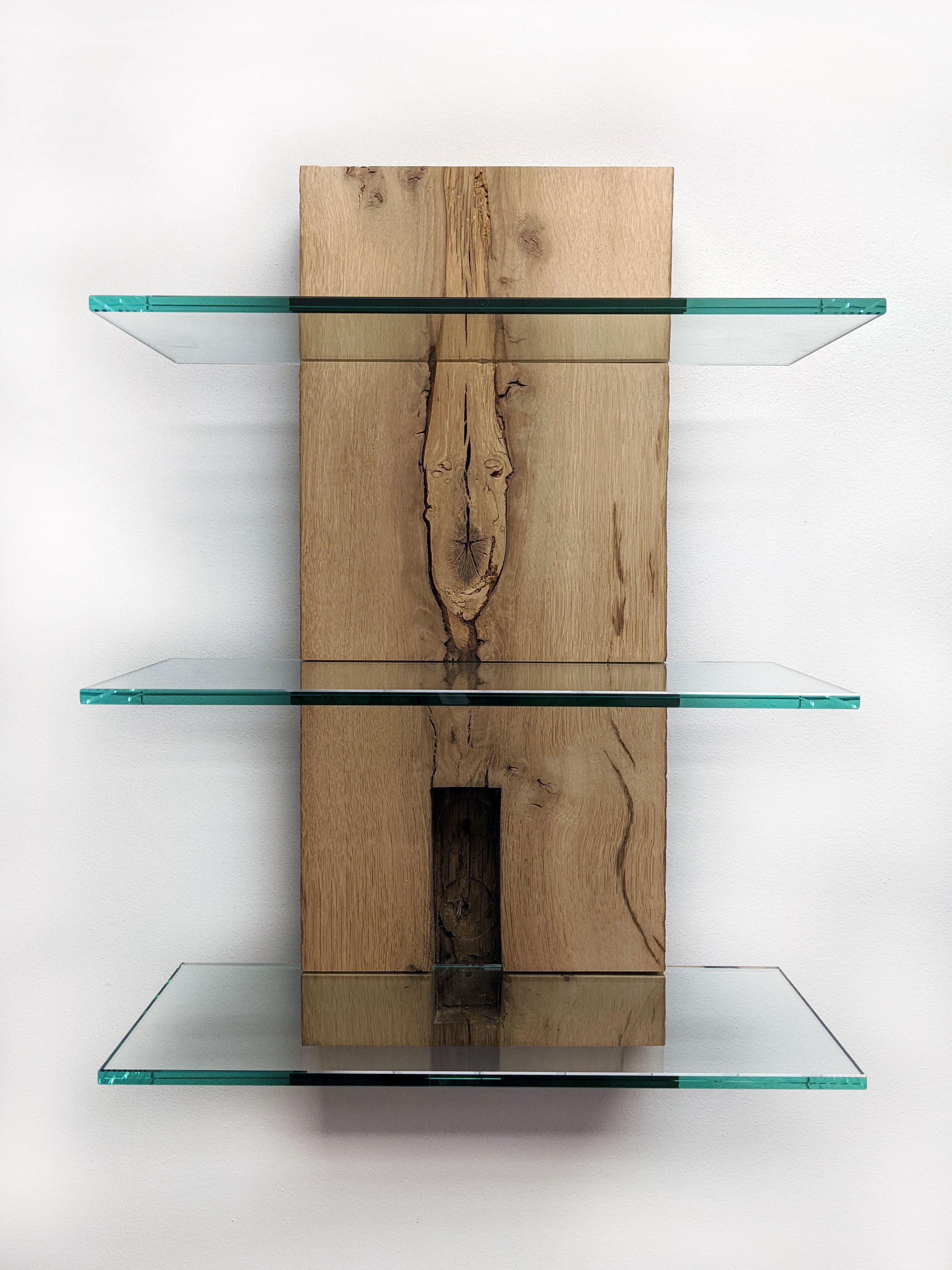 Reclaimed Resawn Barn Beam And Glass Shelves 2 