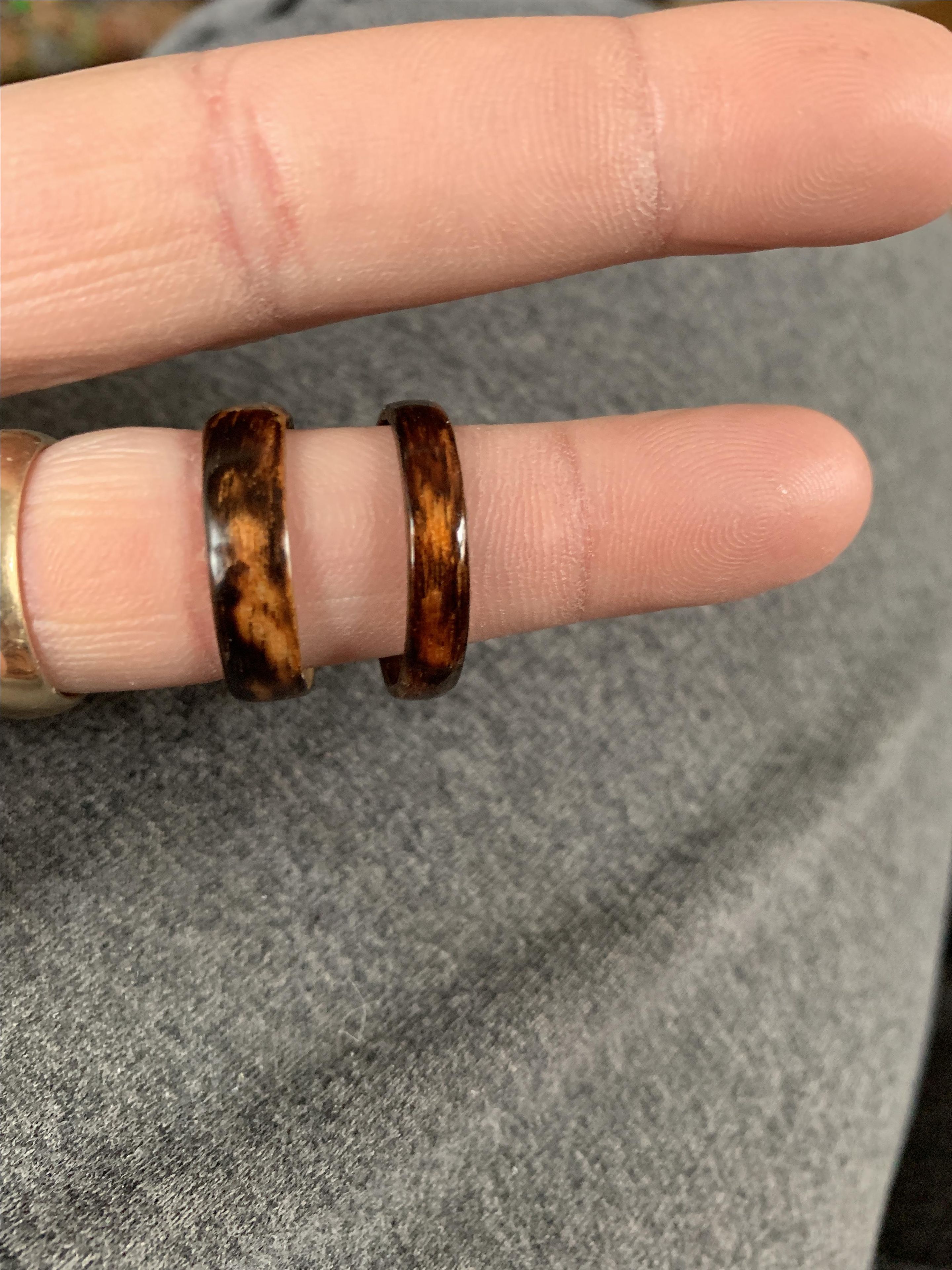 Burnt Wood Steam Bentwood Cathedral Or Straight Grain Maple Ring
