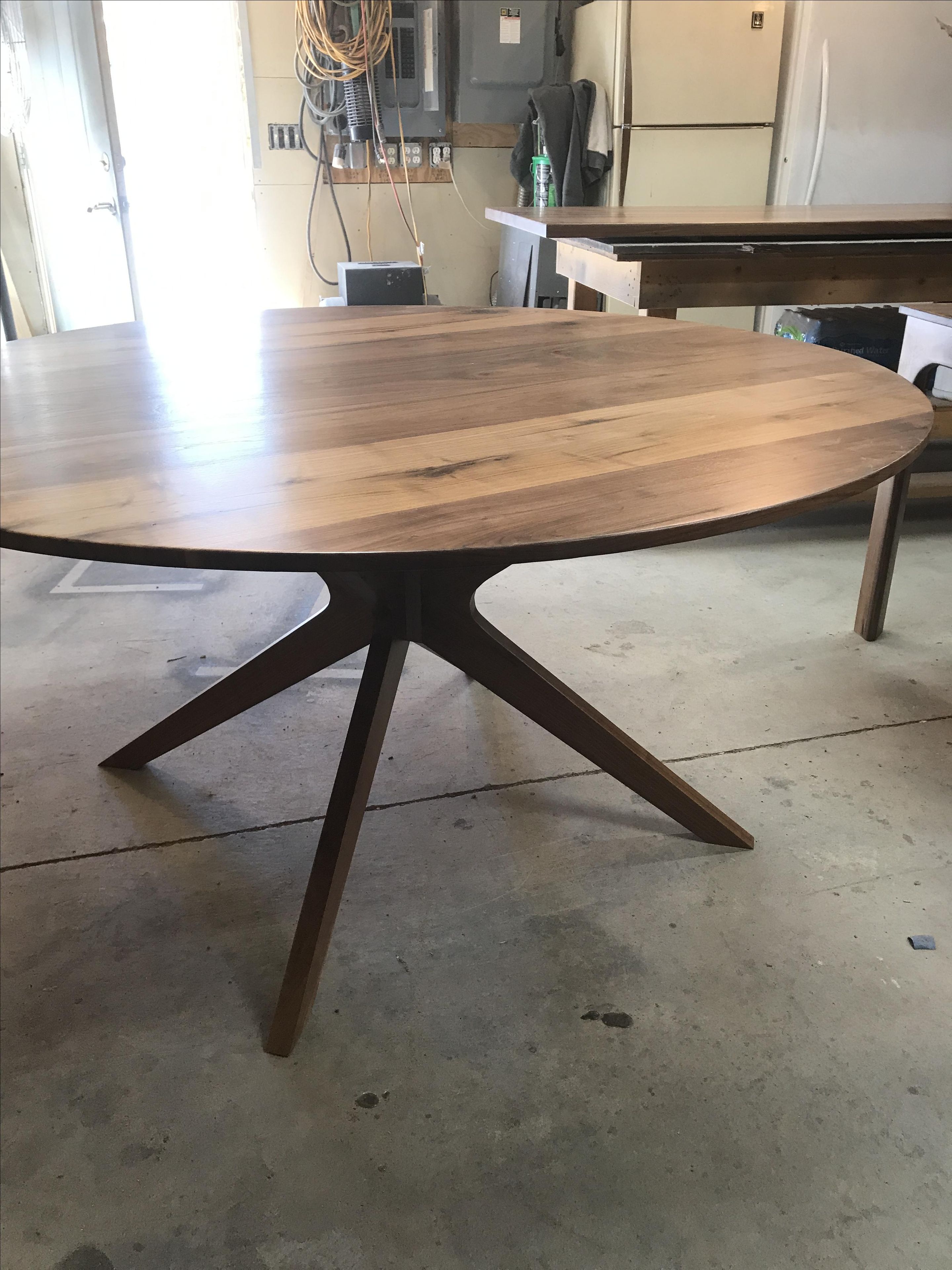 Mid Century Walnut Round Dining Table 2 