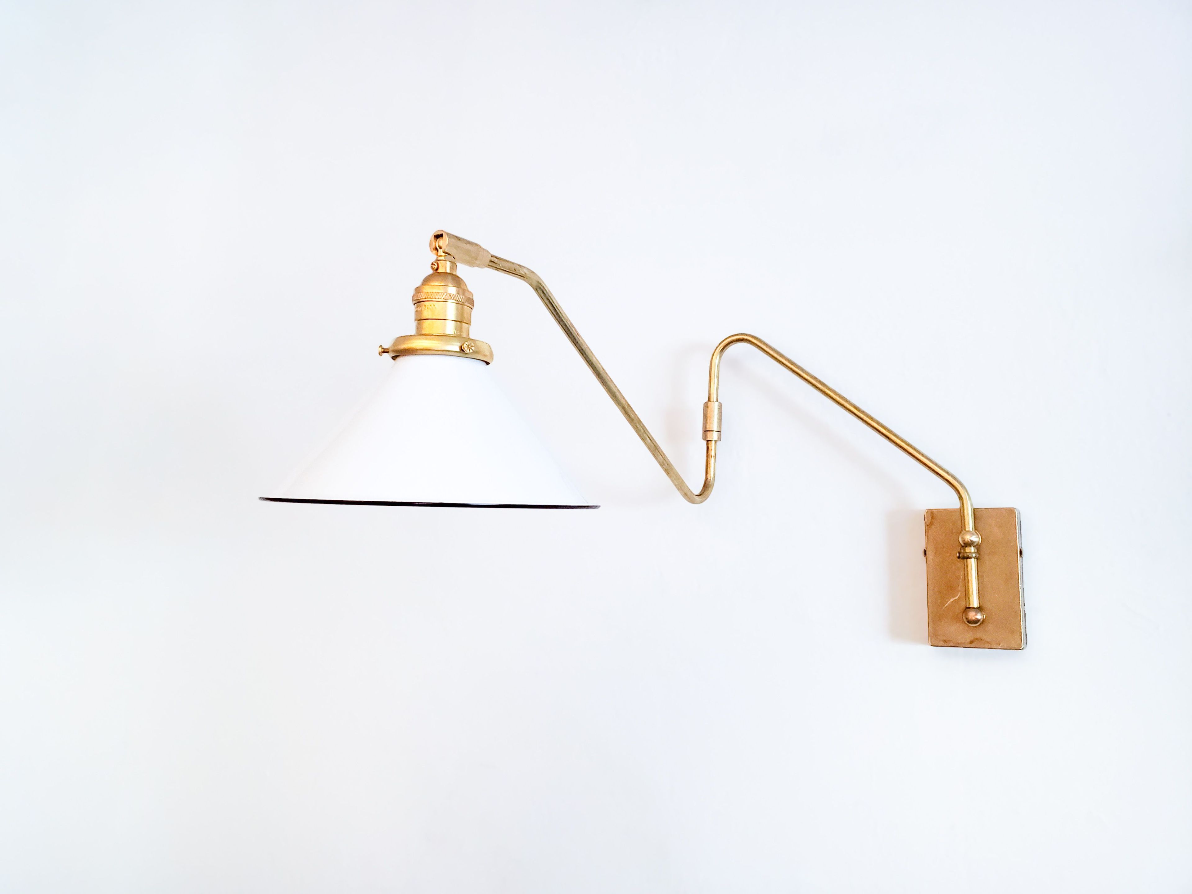 Extendable Brass Wall Lamp, Mid Century Sconce, Reading Gold Light, Hardwired Double-Jointed, Modern Lamp, Articulating Boom Lighting, Loft 4 