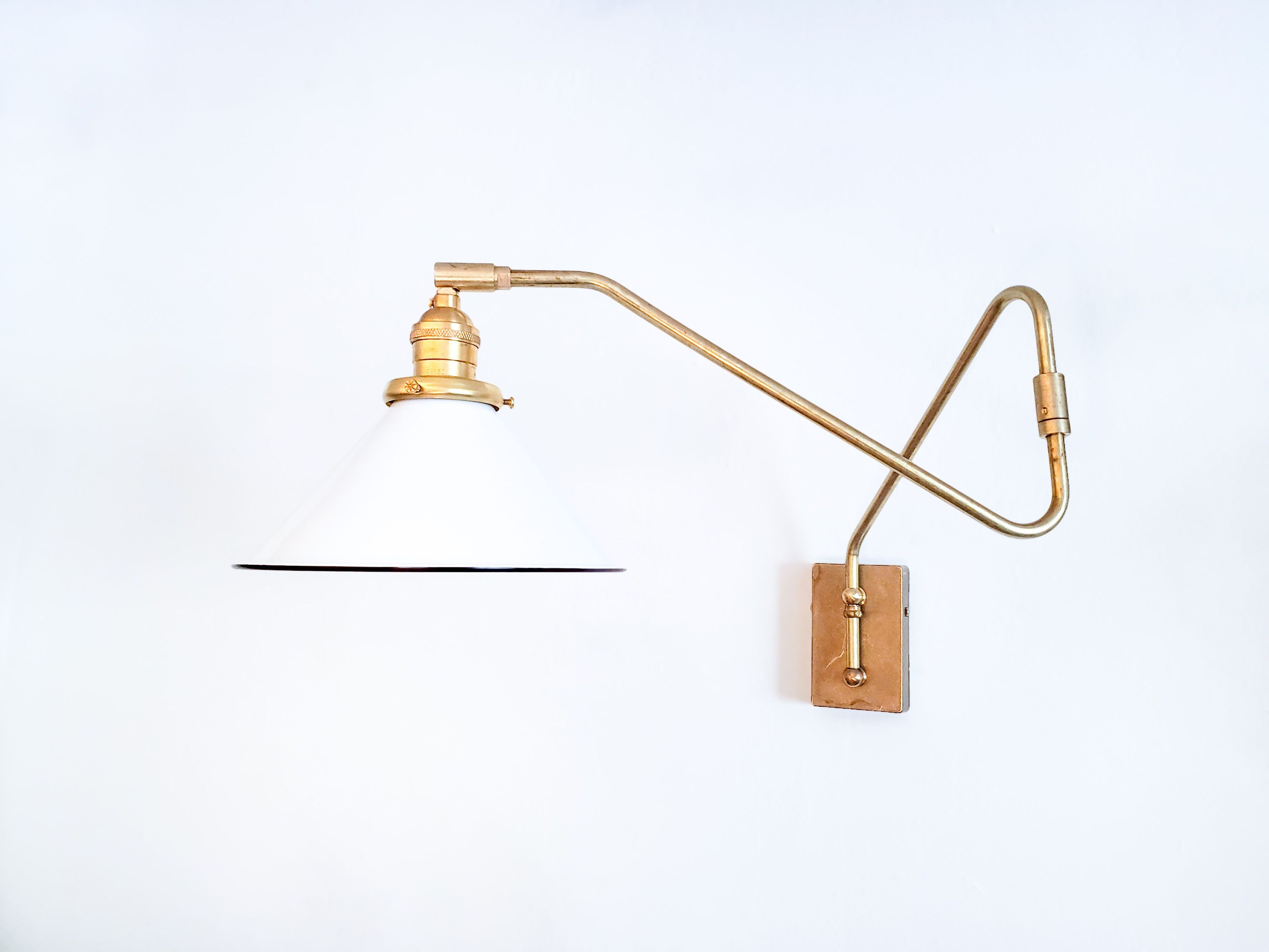 Extendable Brass Wall Lamp, Mid Century Sconce, Reading Gold Light, Hardwired Double-Jointed, Modern Lamp, Articulating Boom Lighting, Loft 2 