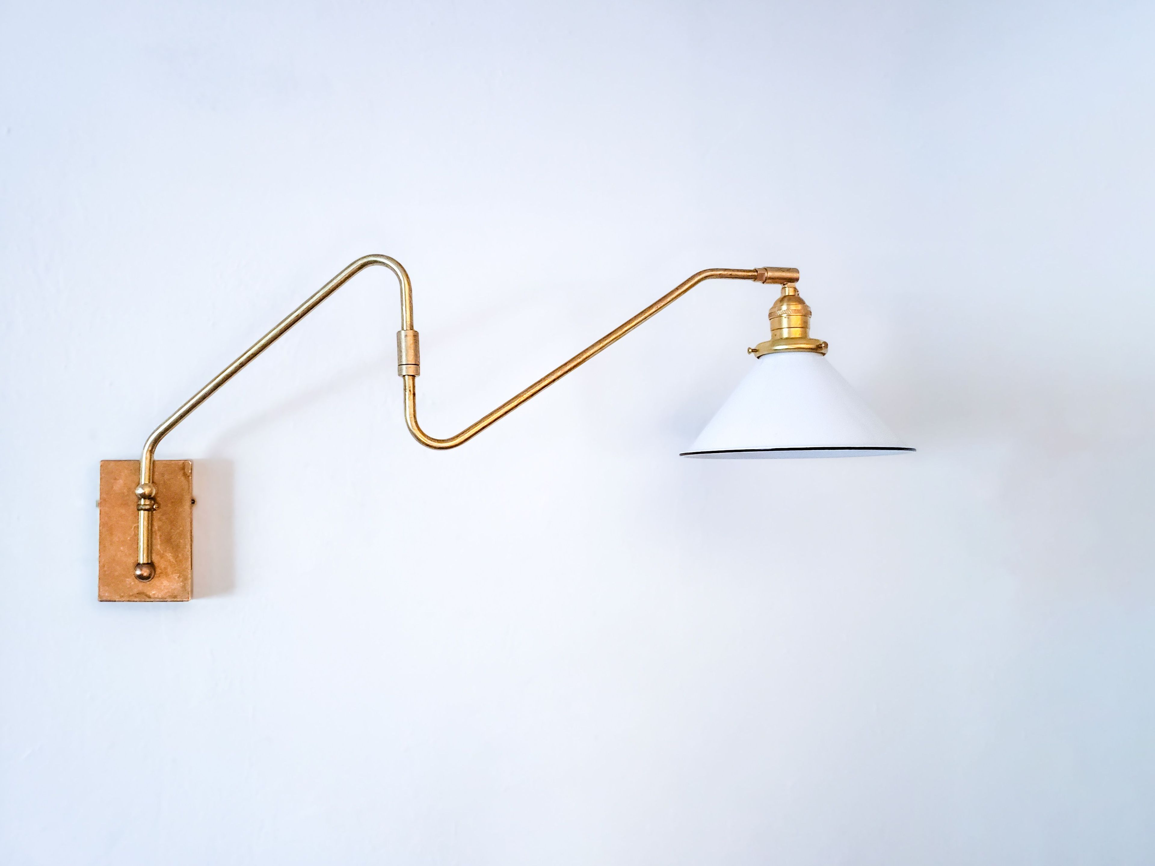 Extendable Brass Wall Lamp, Mid Century Sconce, Reading Gold Light, Hardwired Double-Jointed, Modern Lamp, Articulating Boom Lighting, Loft 3 