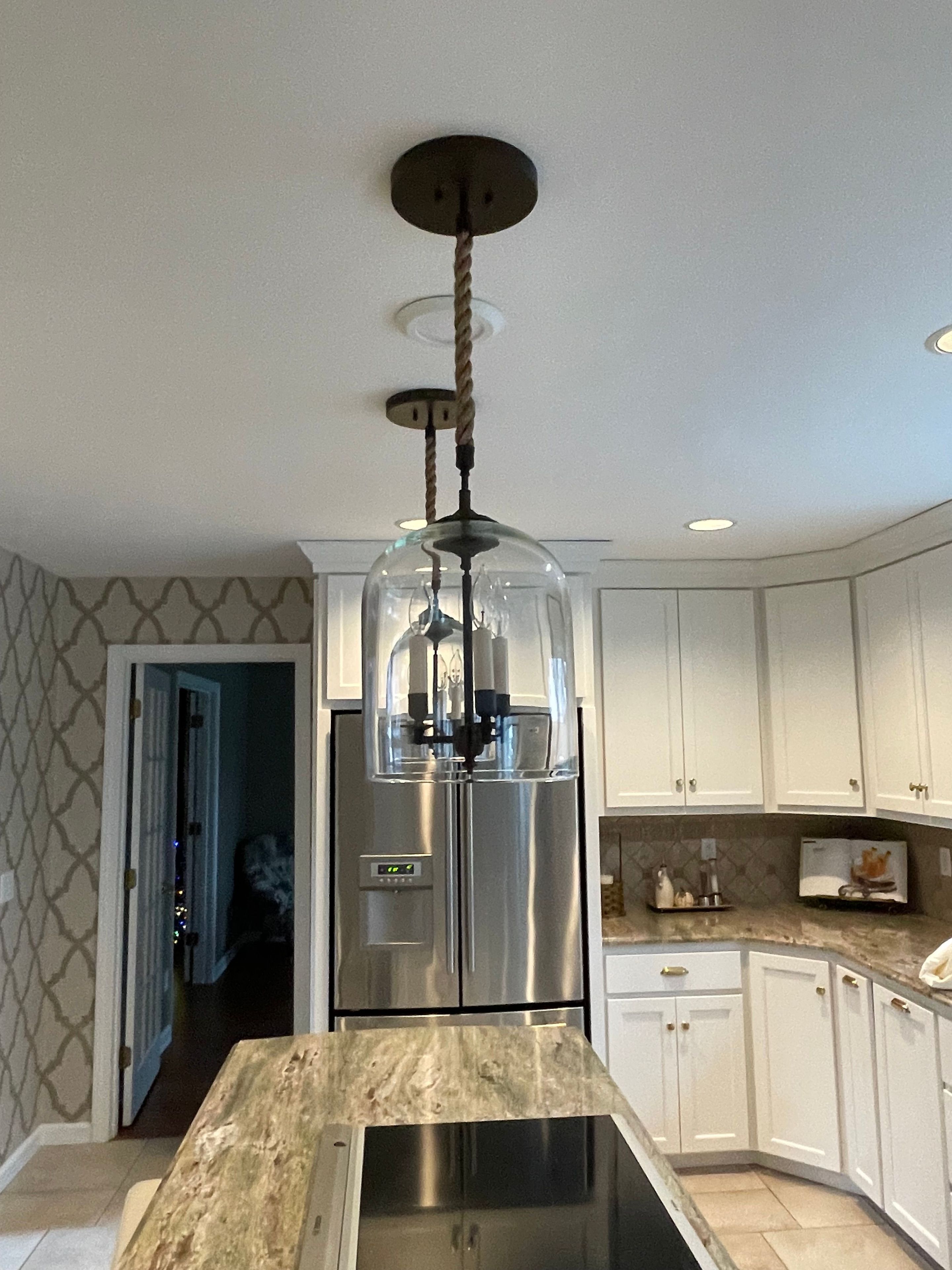 Lincoln Lantern Candelabra Pendant Light With Hand Blown Glass 3