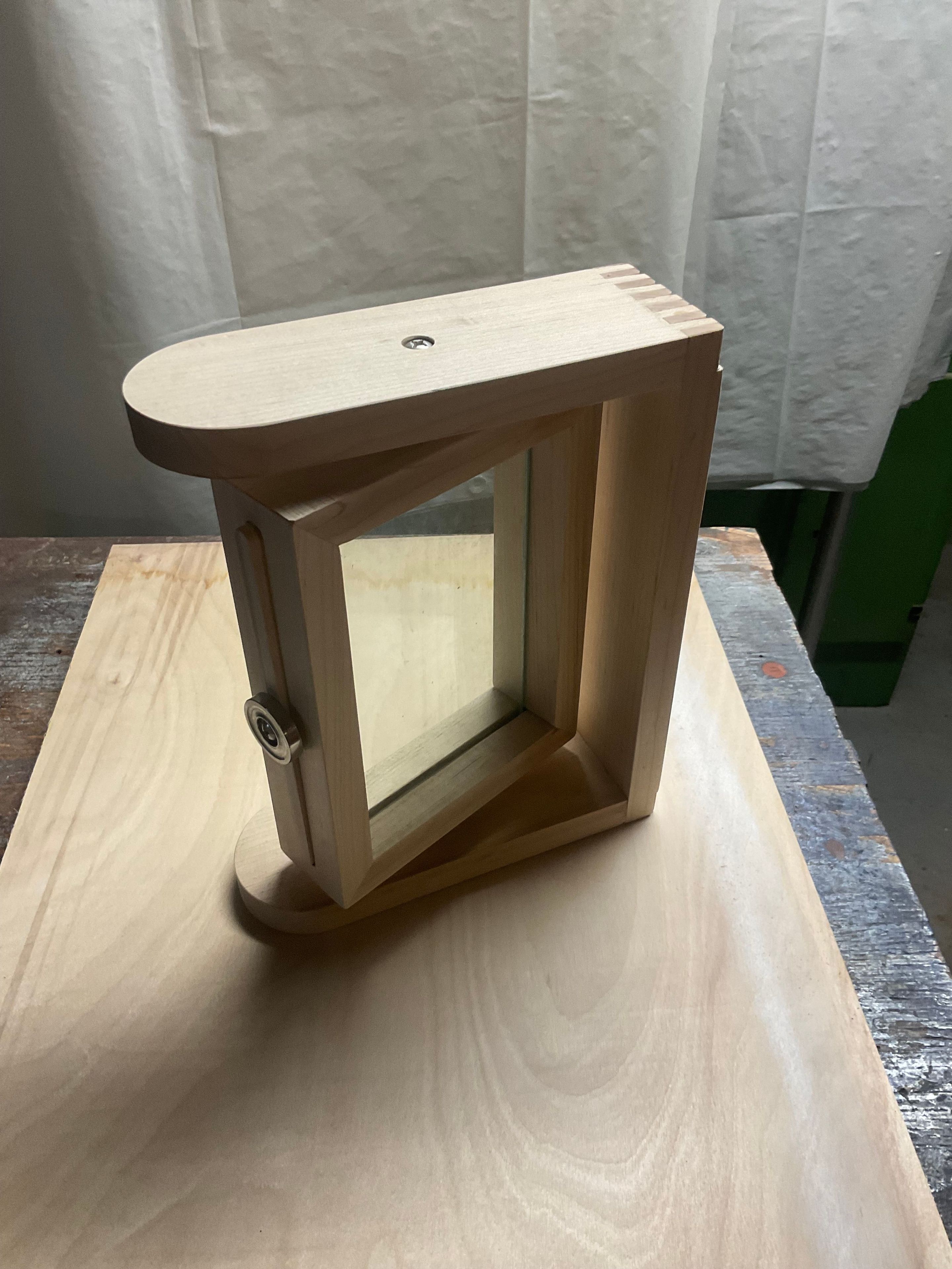 Rotating maple picture frame with stainless hardware. 5 