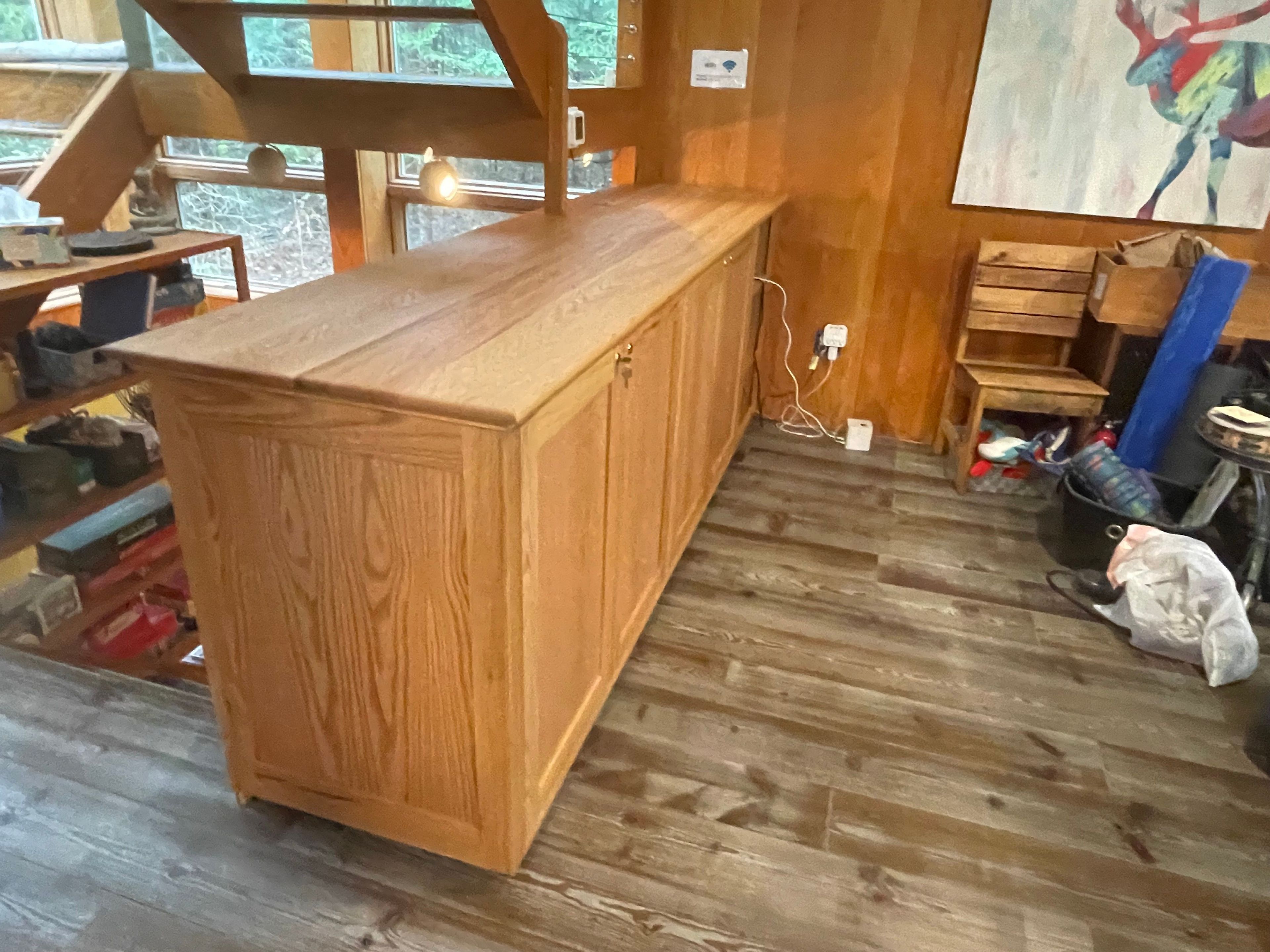 Custom red oak record cabinet