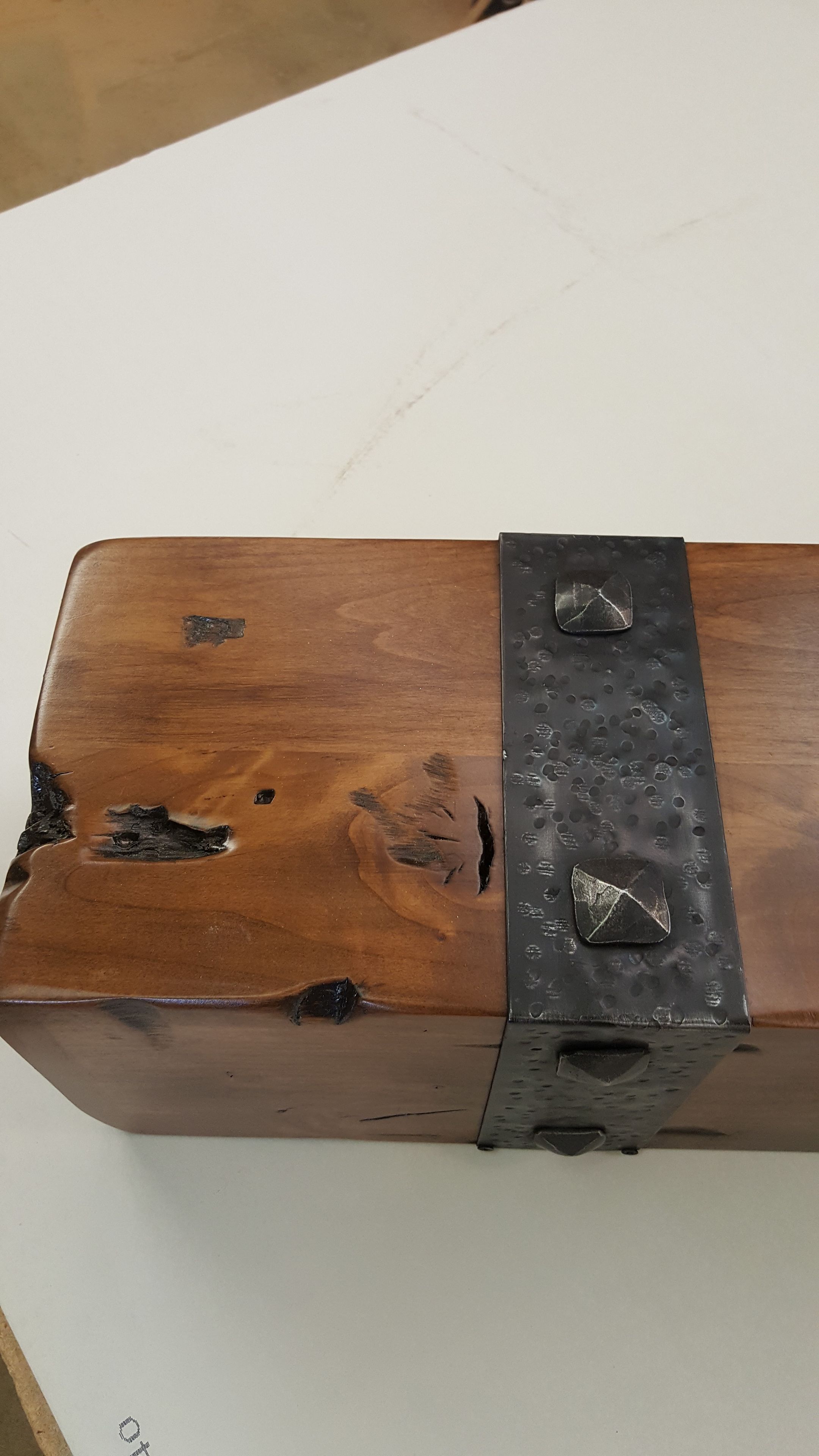 Fireplace Mantel Rustic Beam Design With Hand Hammered Straps And Nails 2 