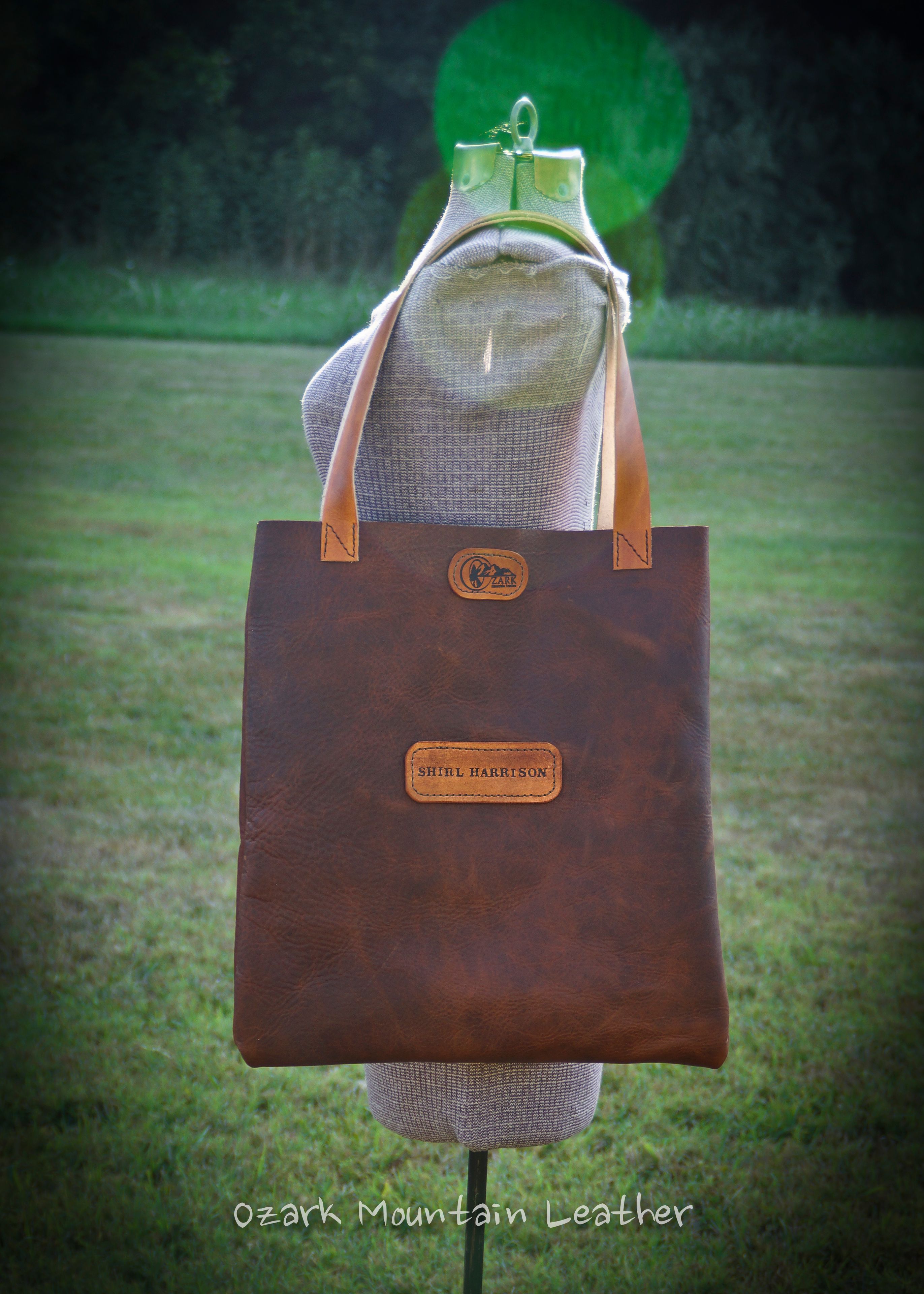 Bison Leather Tote With Or Without Custom Name Or Initials On The Front