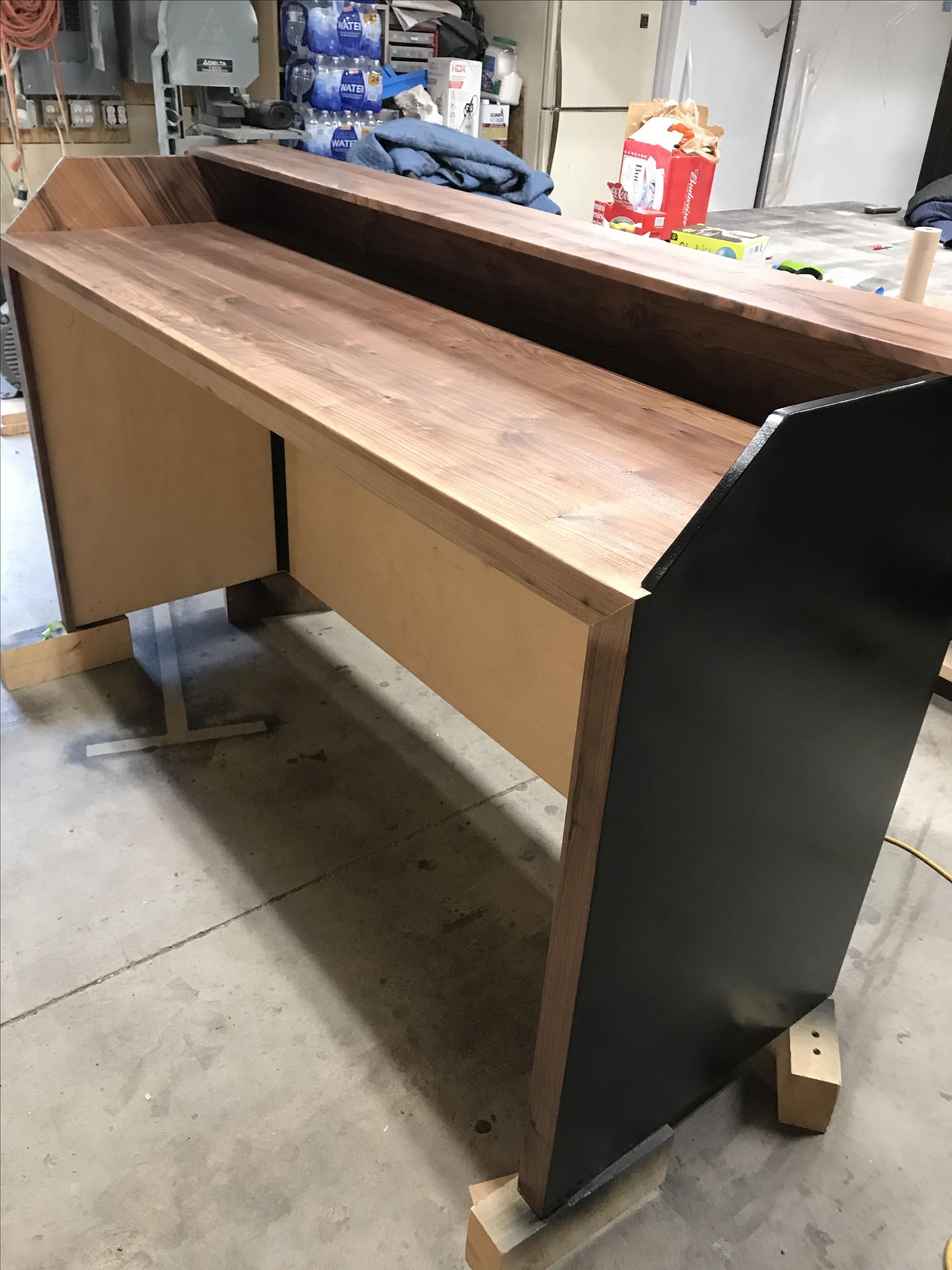Walnut And Semi Gloss Black Reception Desk 4 